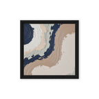 Loess framed canvas artwork with warm ochre, taupe and sandstone-like textures, shown on white.
