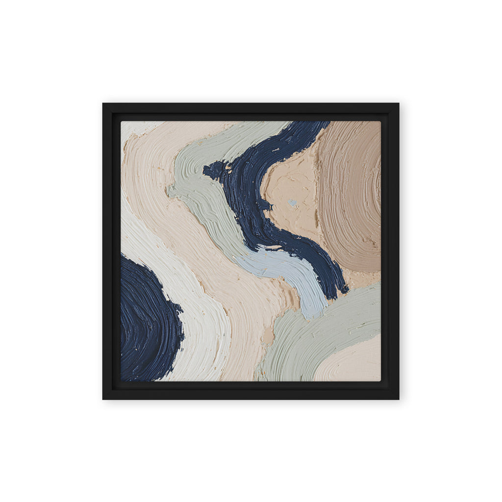 Marl framed canvas artwork with pale stone and soft clay tones with subtle visual texture, shown on white.