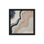 Striata framed canvas artwork with rhythmic bands of mineral color and sediment-like layers, shown on white.