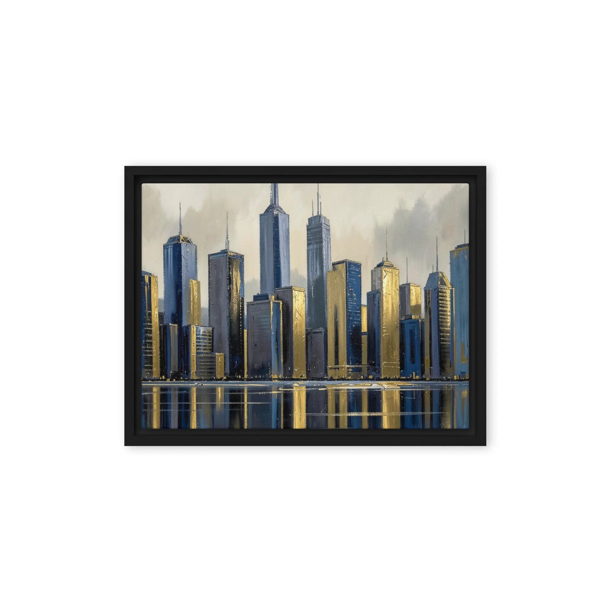 Lumina framed canvas skyline wall display image in black frame, 18 x 24 inch large size