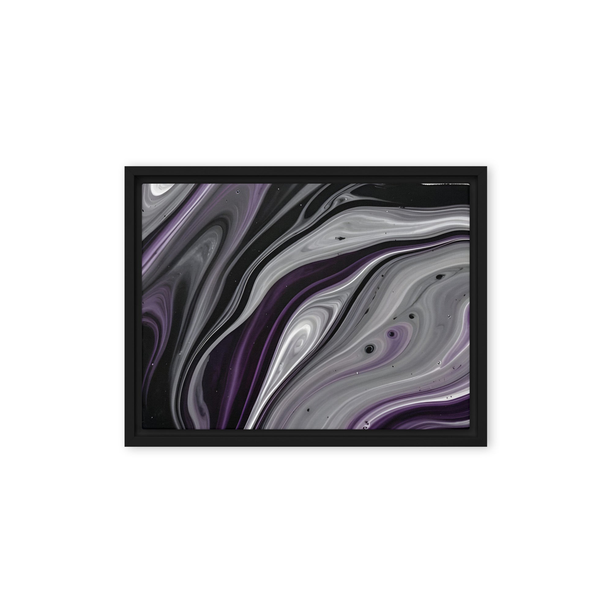 Amethyst Flow framed canvas print front-facing product image in black frame, 24 x 36 inch statement piece