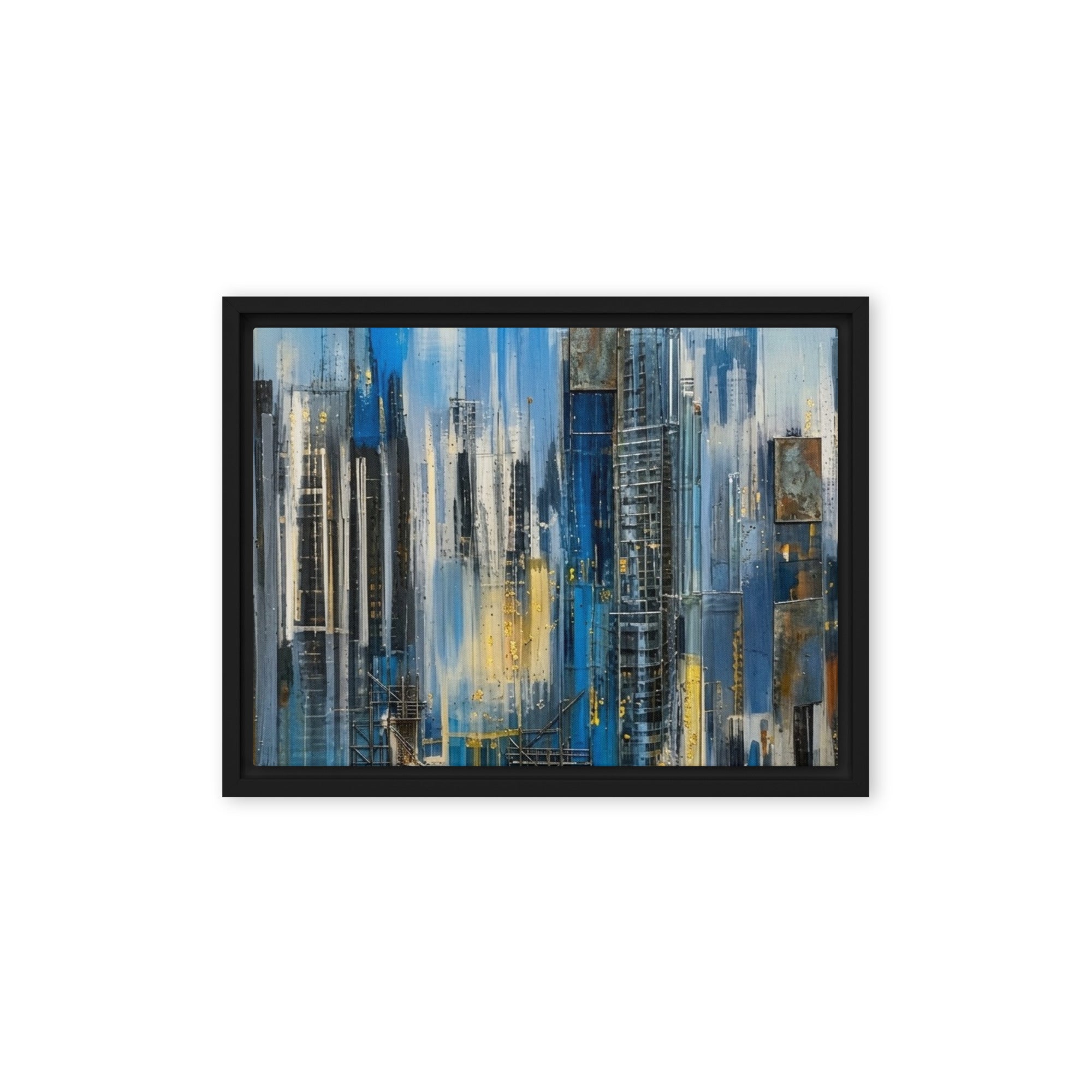 Facade framed canvas print wall display image in black frame, 16 x 16 inch universal size