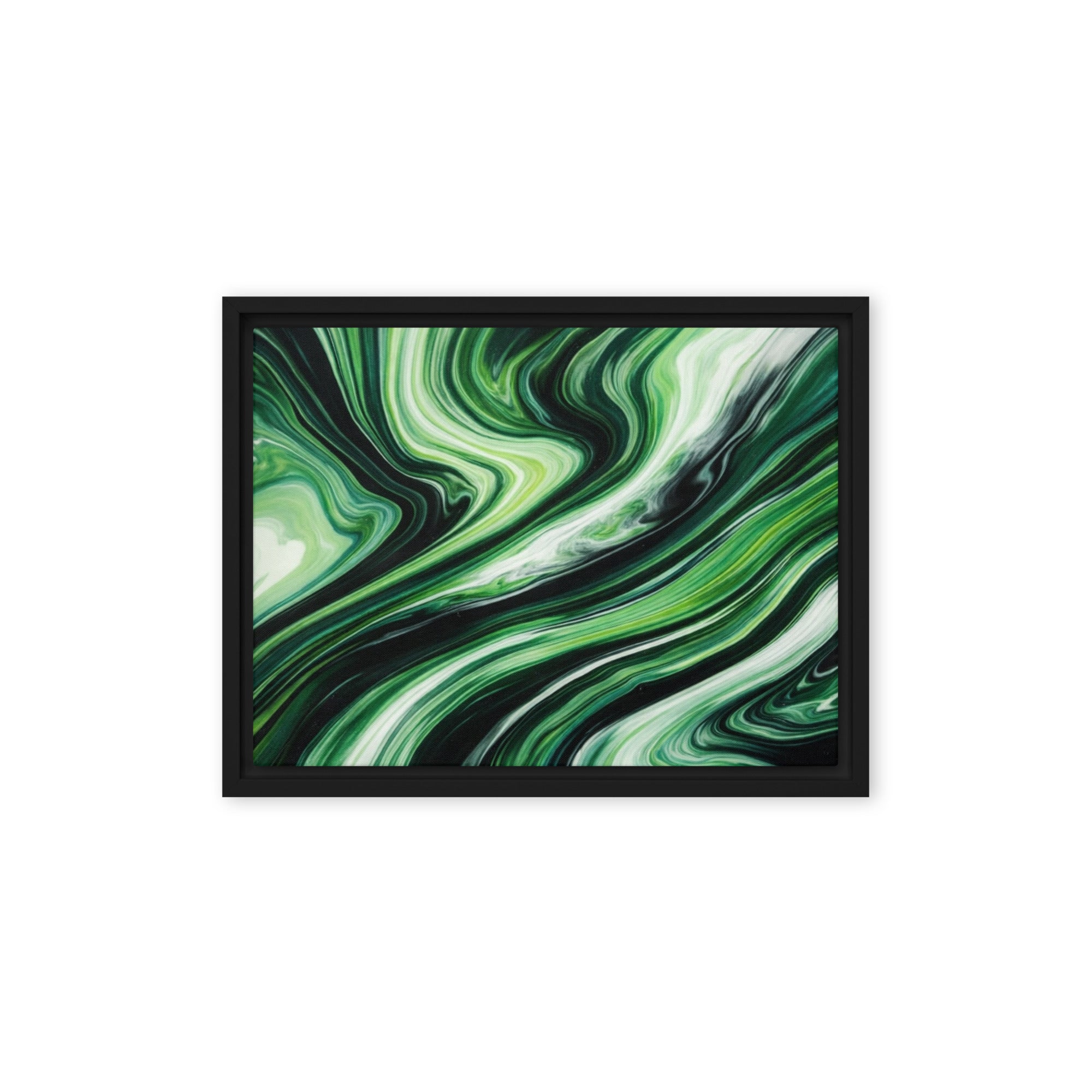 Verdant framed canvas print shown in front view in black frame, 12 x 16 inch universal size