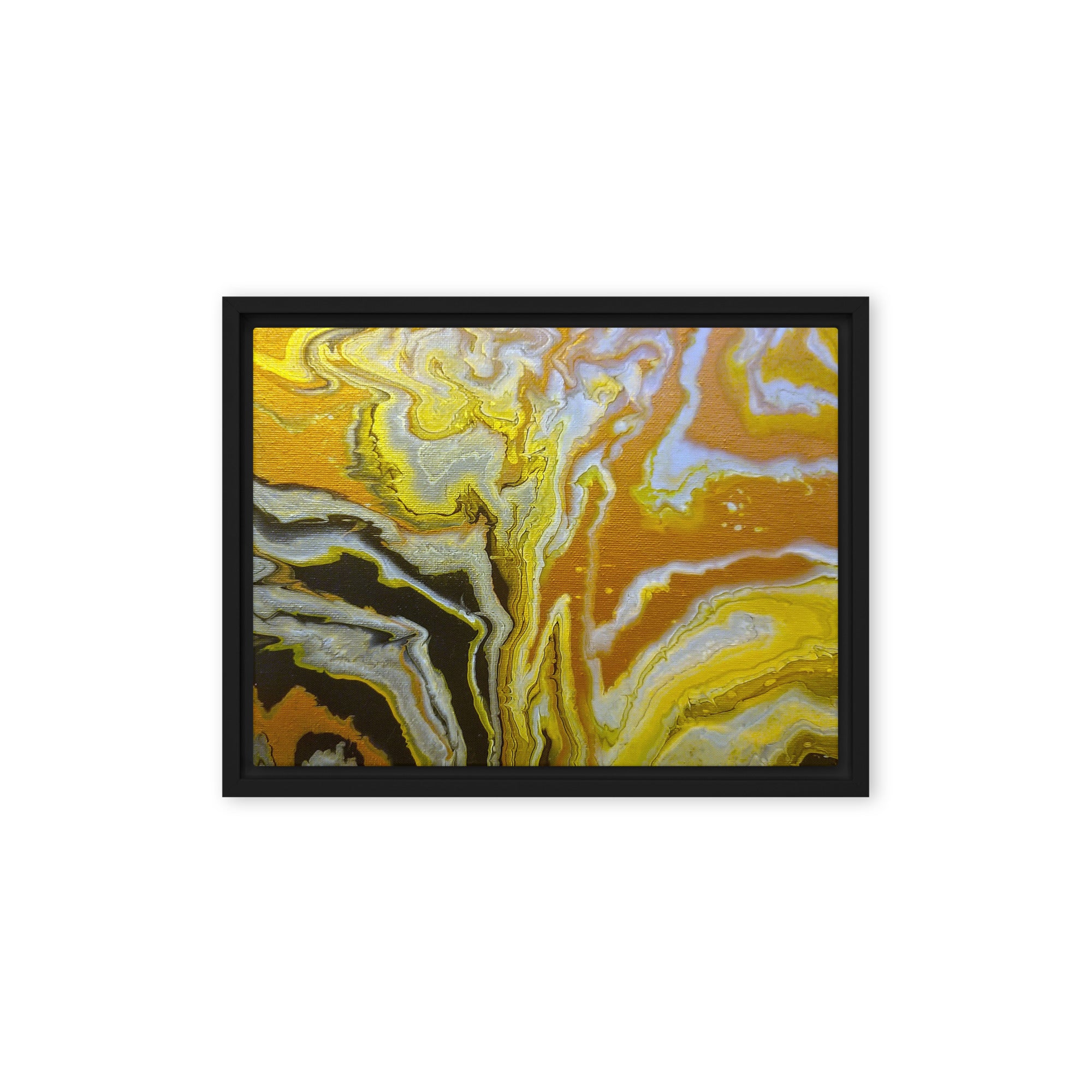 Golden Surge framed canvas print wall display image in brown frame, 8 x 10 inch universal size