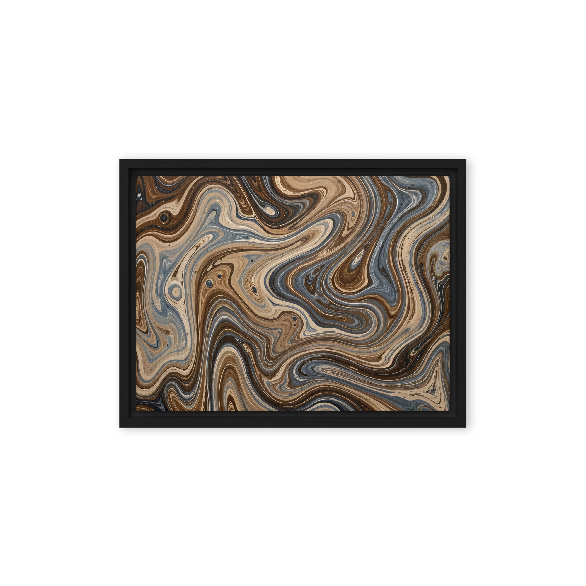 Café Mocha framed canvas print wall display image in brown frame, 8 x 10 inch universal size