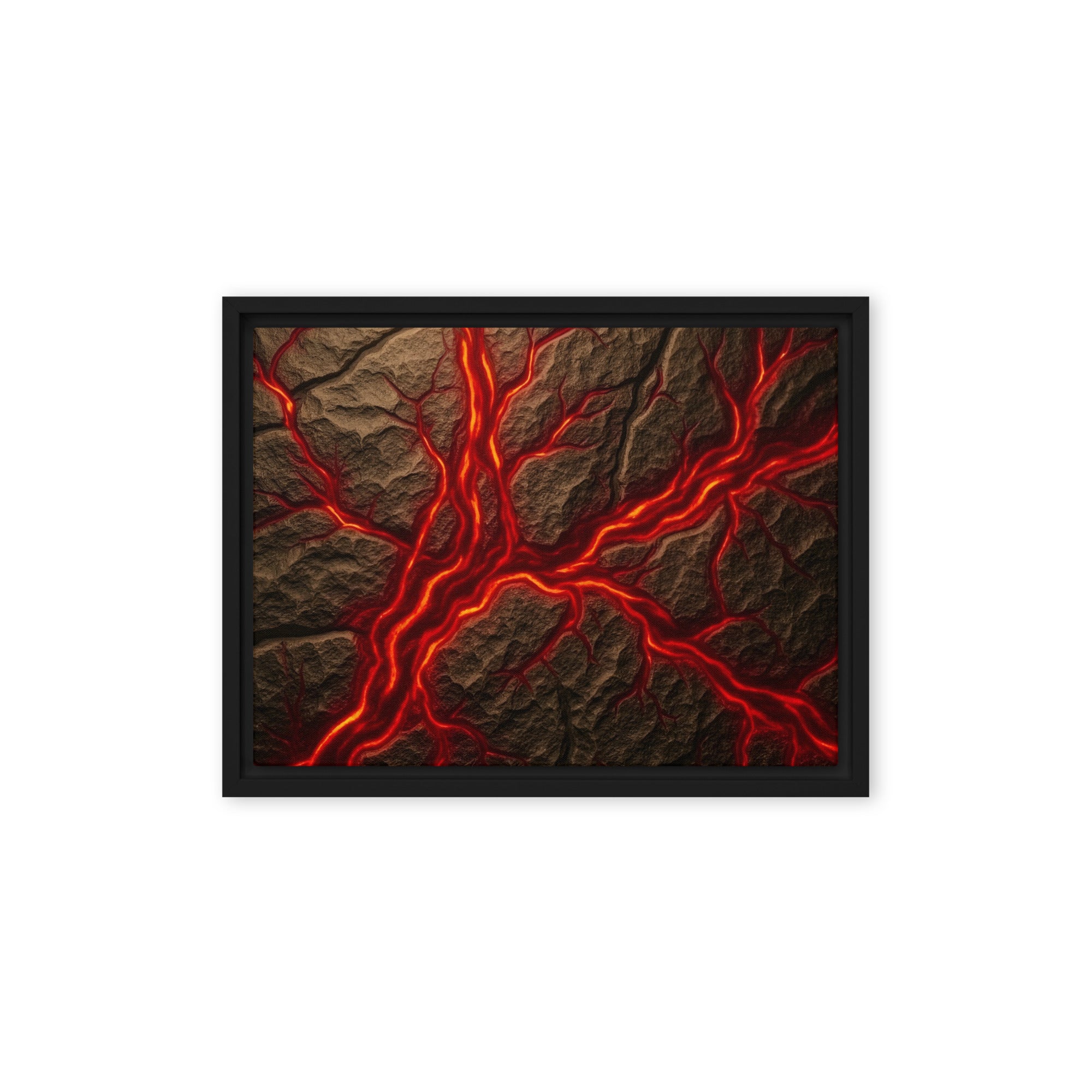 Magma framed canvas print wall display image in brown frame, 8 x 10 inch universal size