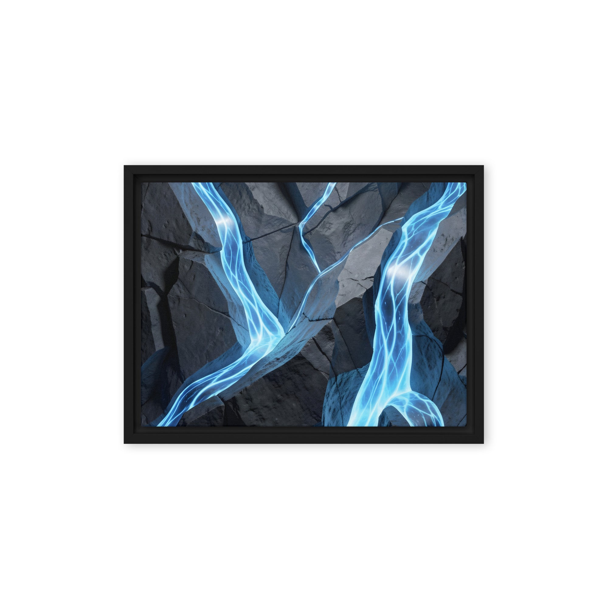 Tephra framed canvas print product mockup in brown frame, 9 x 12 inch universal size