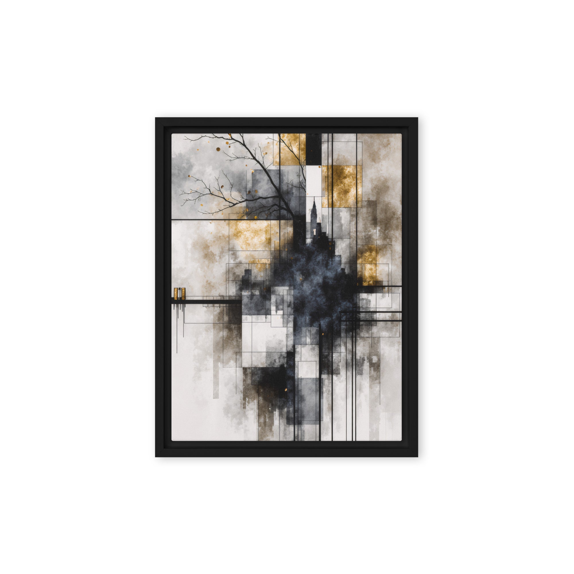 Alchemy framed canvas print product mockup in brown frame, 9 x 12 inch universal size