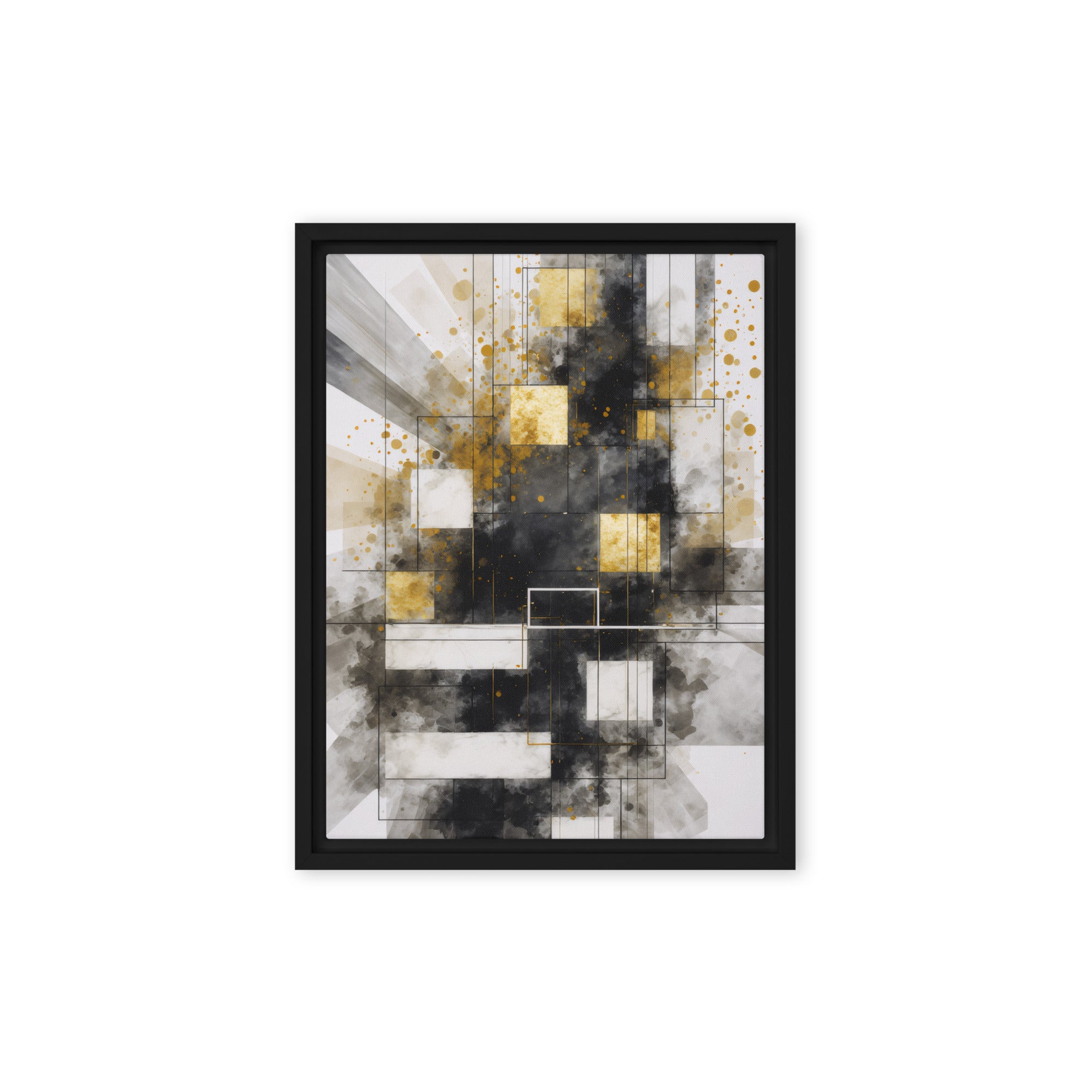 Oriana framed canvas print shown in front view in black frame, 24 x 36 inch statement piece