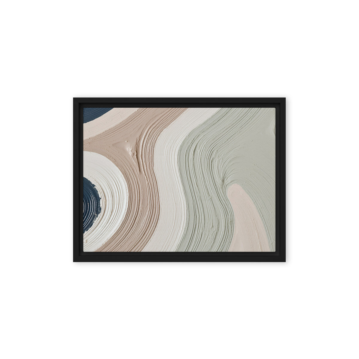 Talus framed canvas artwork with angular rock-like forms and deep charcoal contrasts, shown on white.