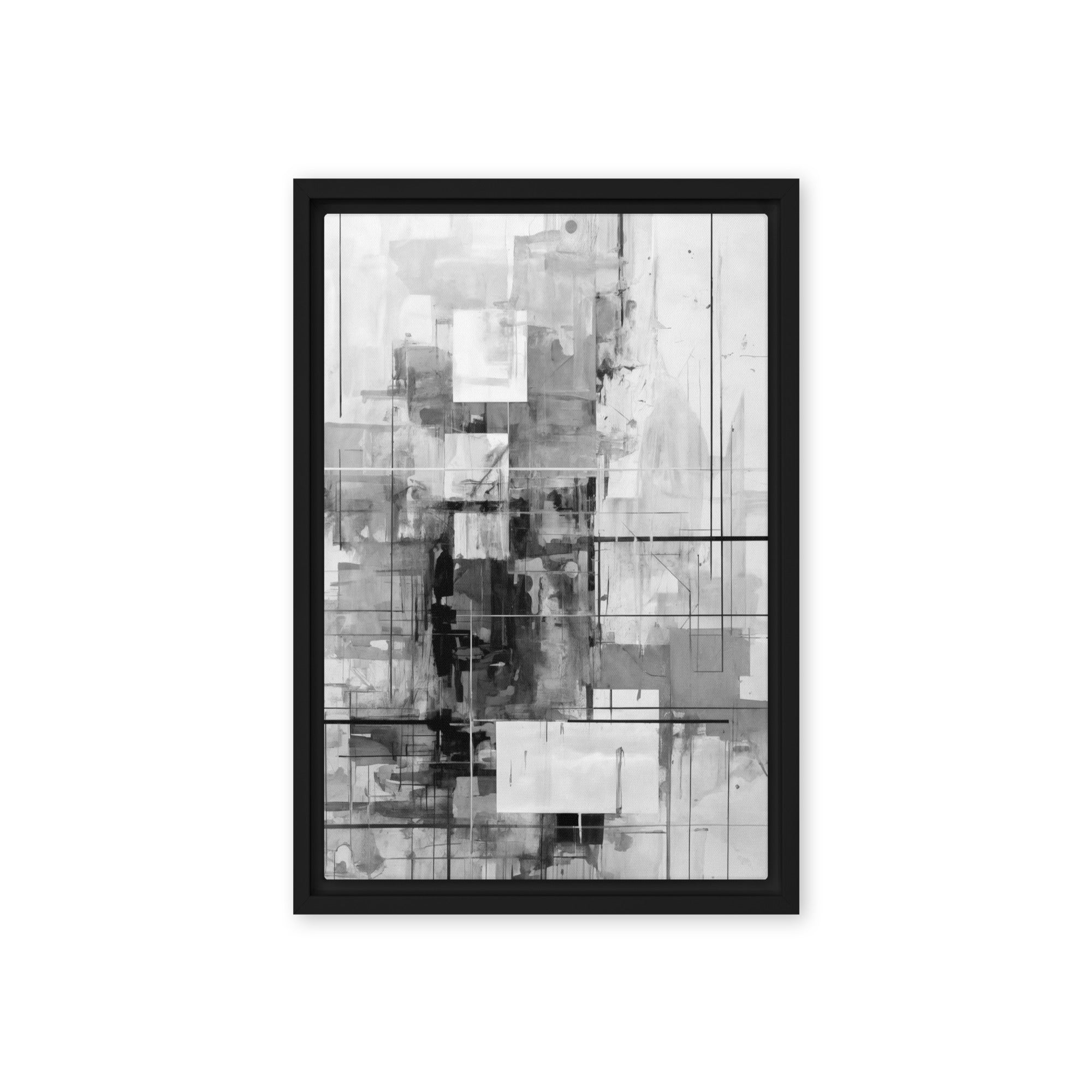 Betrayal framed canvas abstract urban shown in front view in black frame, 12 x 18 inch universal size