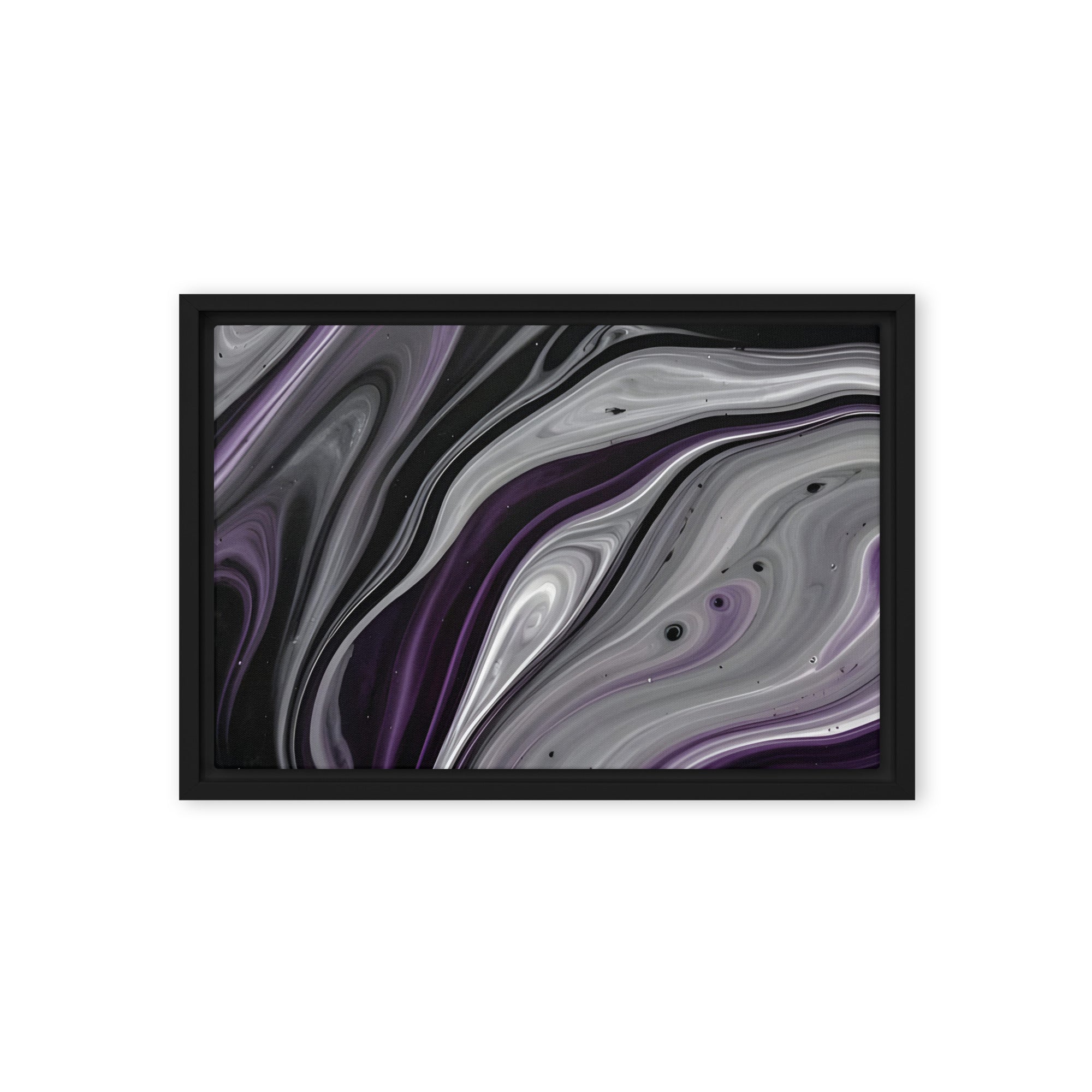 Amethyst Flow framed canvas print product view in brown frame, 11 x 14 inch universal size