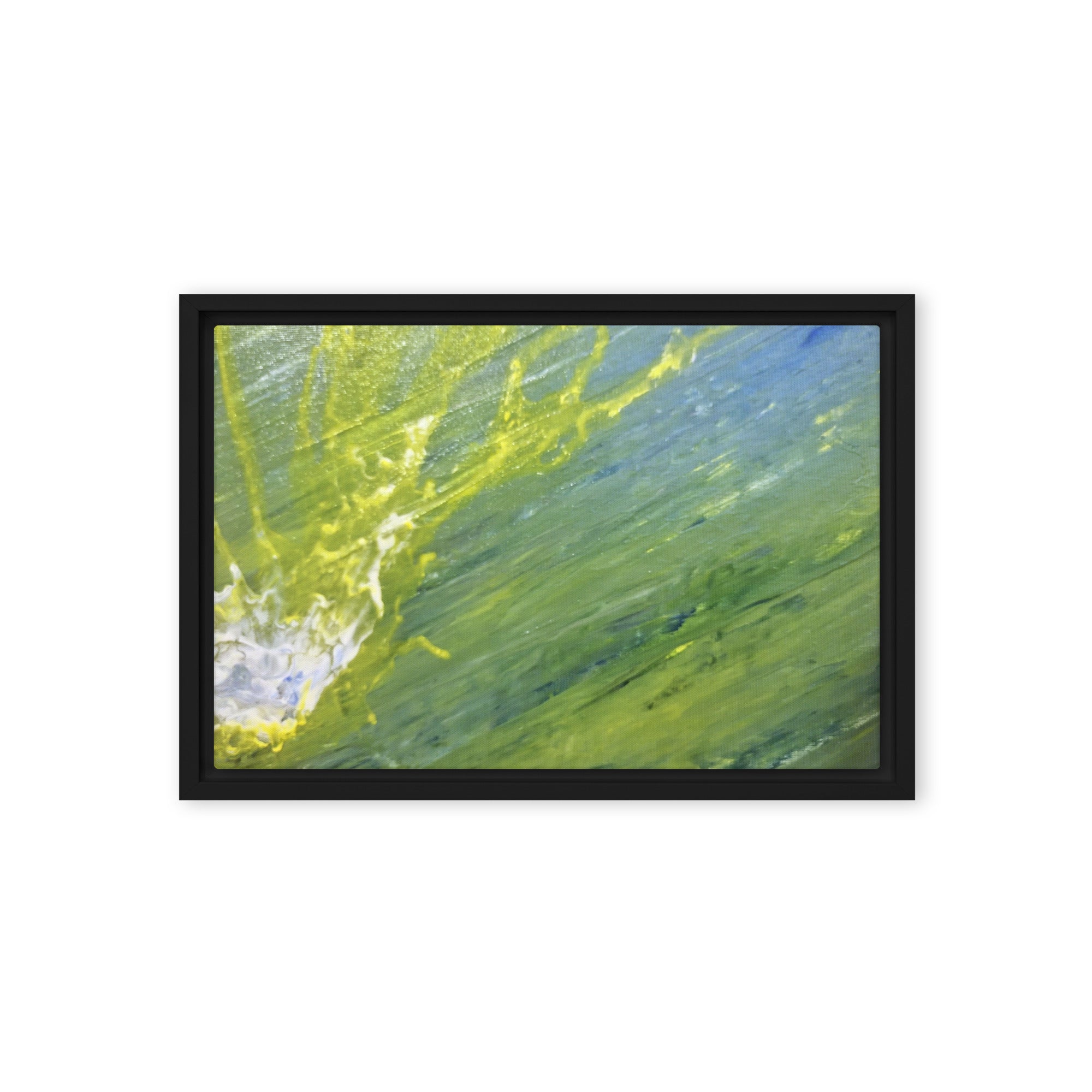 Charged Waters framed canvas print wall display image in black frame, 18 x 24 inch large size