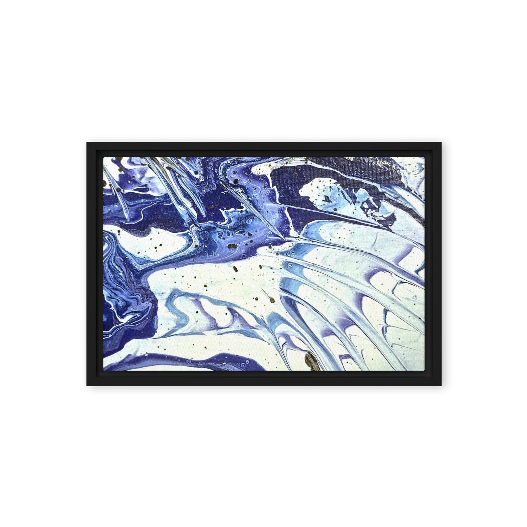 Cobalt framed canvas print product view in brown frame, 11 x 14 inch universal size