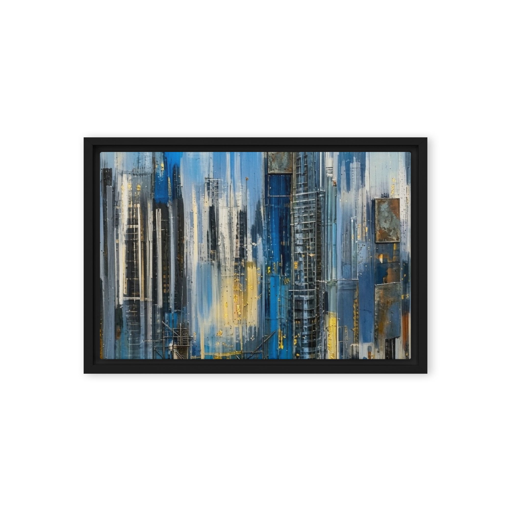 Facade framed canvas print image for product listing in black frame, 20 x 28 inch large size