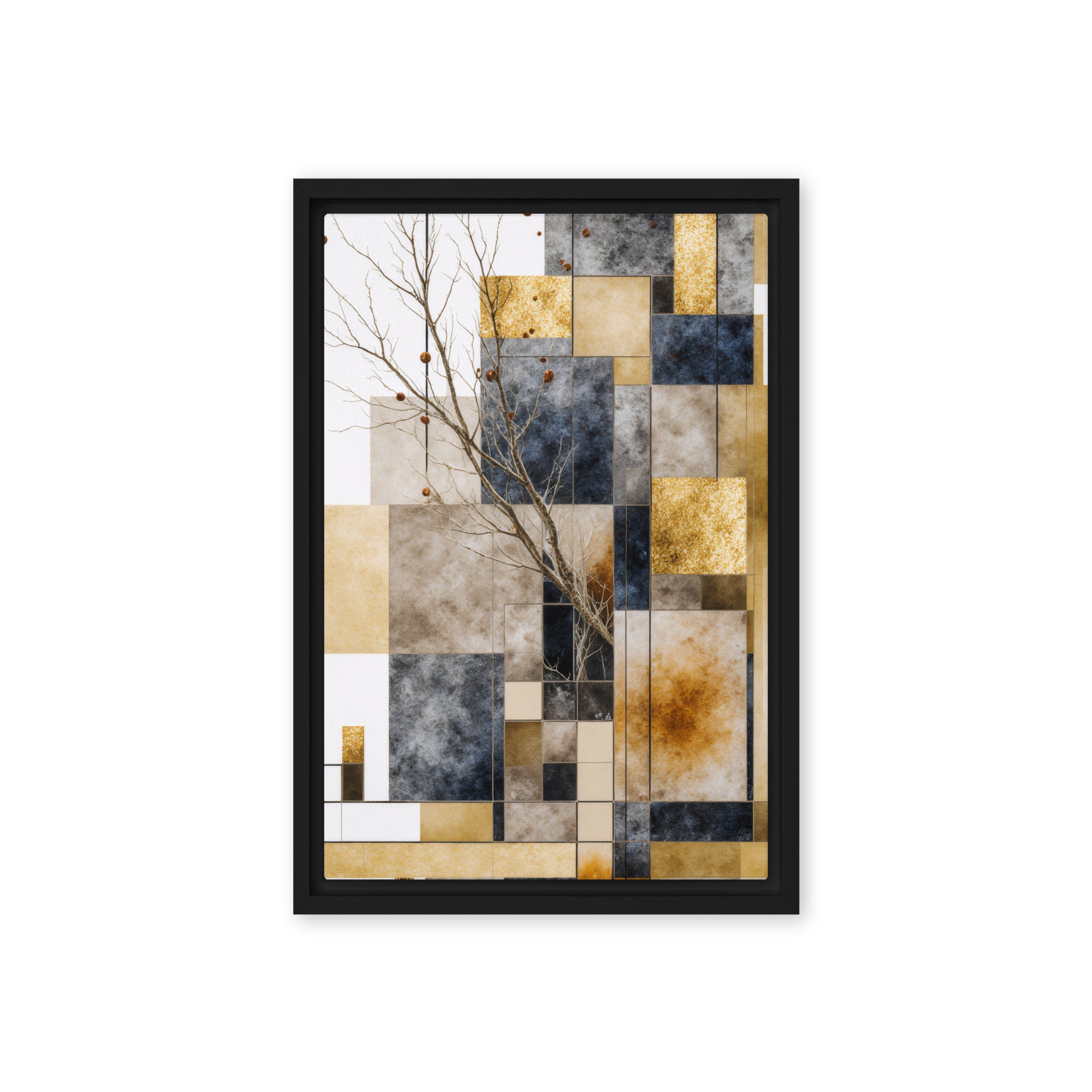 Scorie framed canvas print, front view in black frame, 24 x 36 inch statement piece