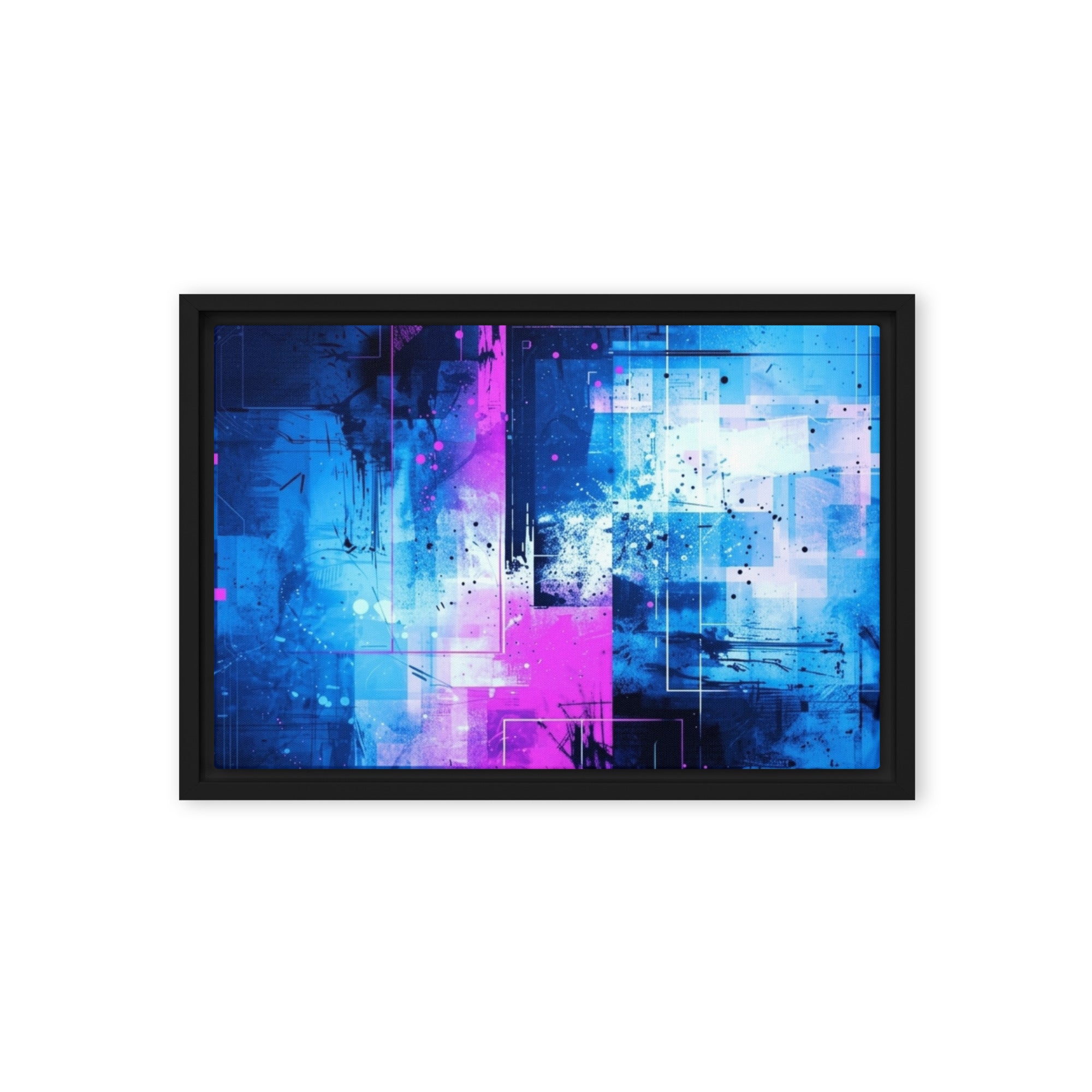 Neon framed canvas print shown in front view in black frame, 8 x 10 inch universal size