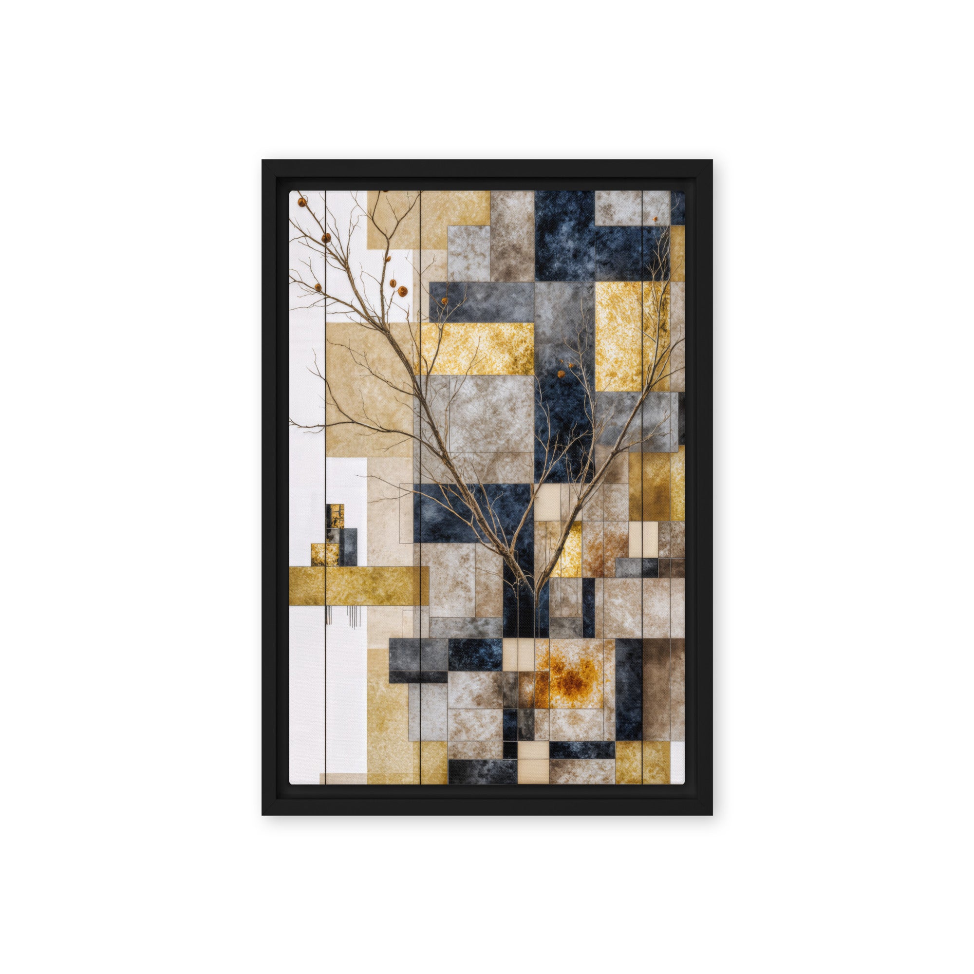 Aurelius framed canvas print product mockup in black frame, 20 x 28 inch large size