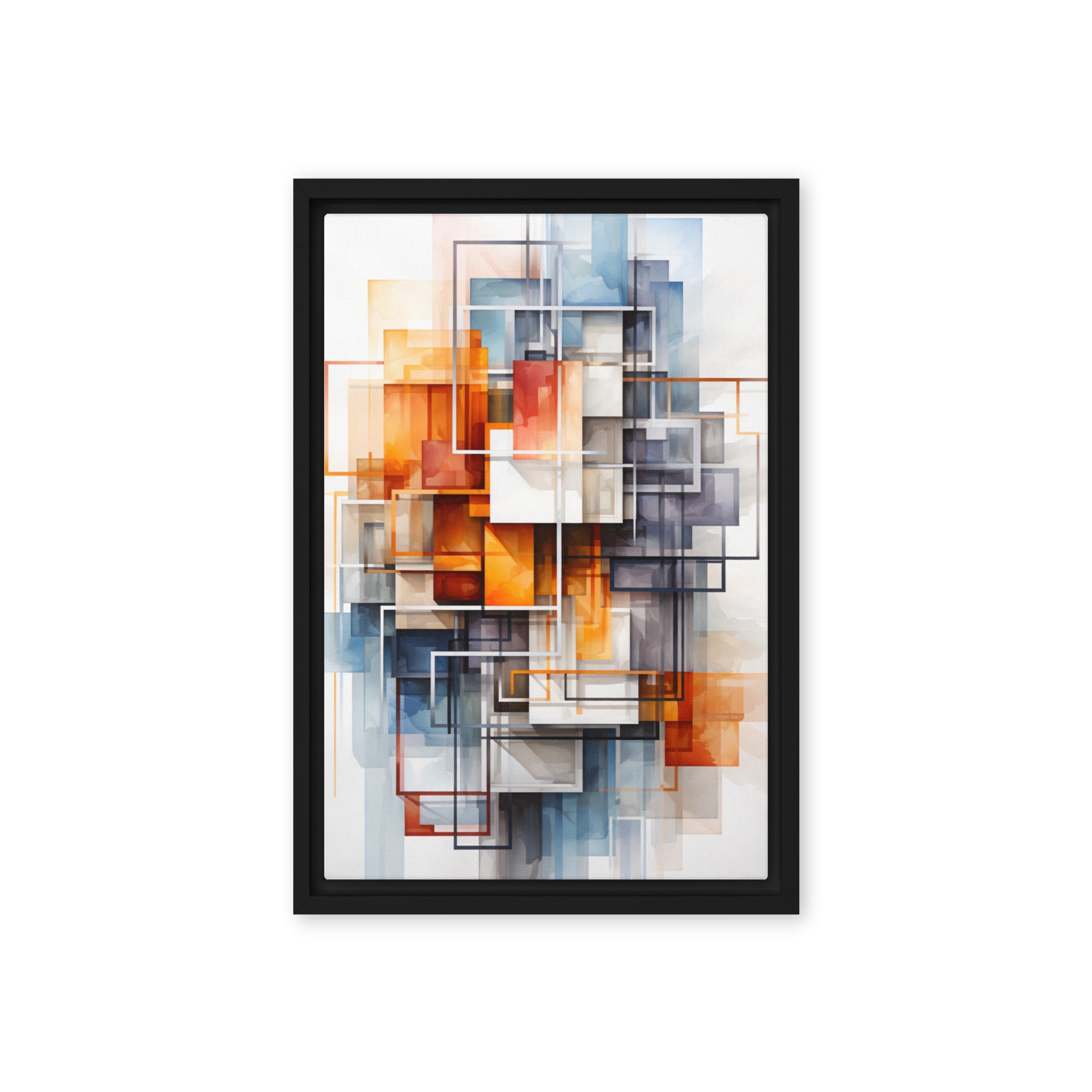 Facet framed canvas print product mockup in black frame, 24 x 36 inch statement piece