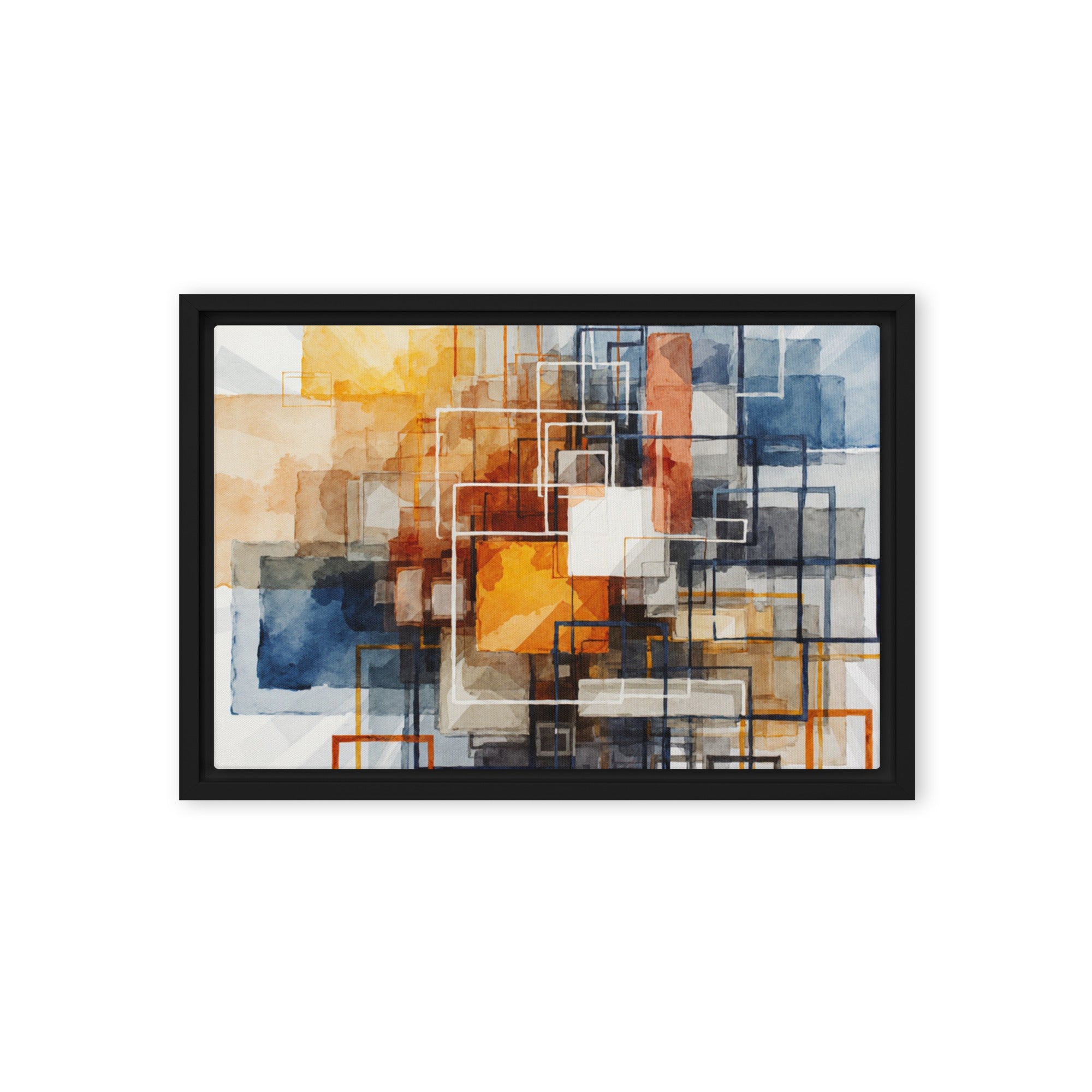 Plinth framed canvas print shown in front view in black frame, 8 x 10 inch universal size