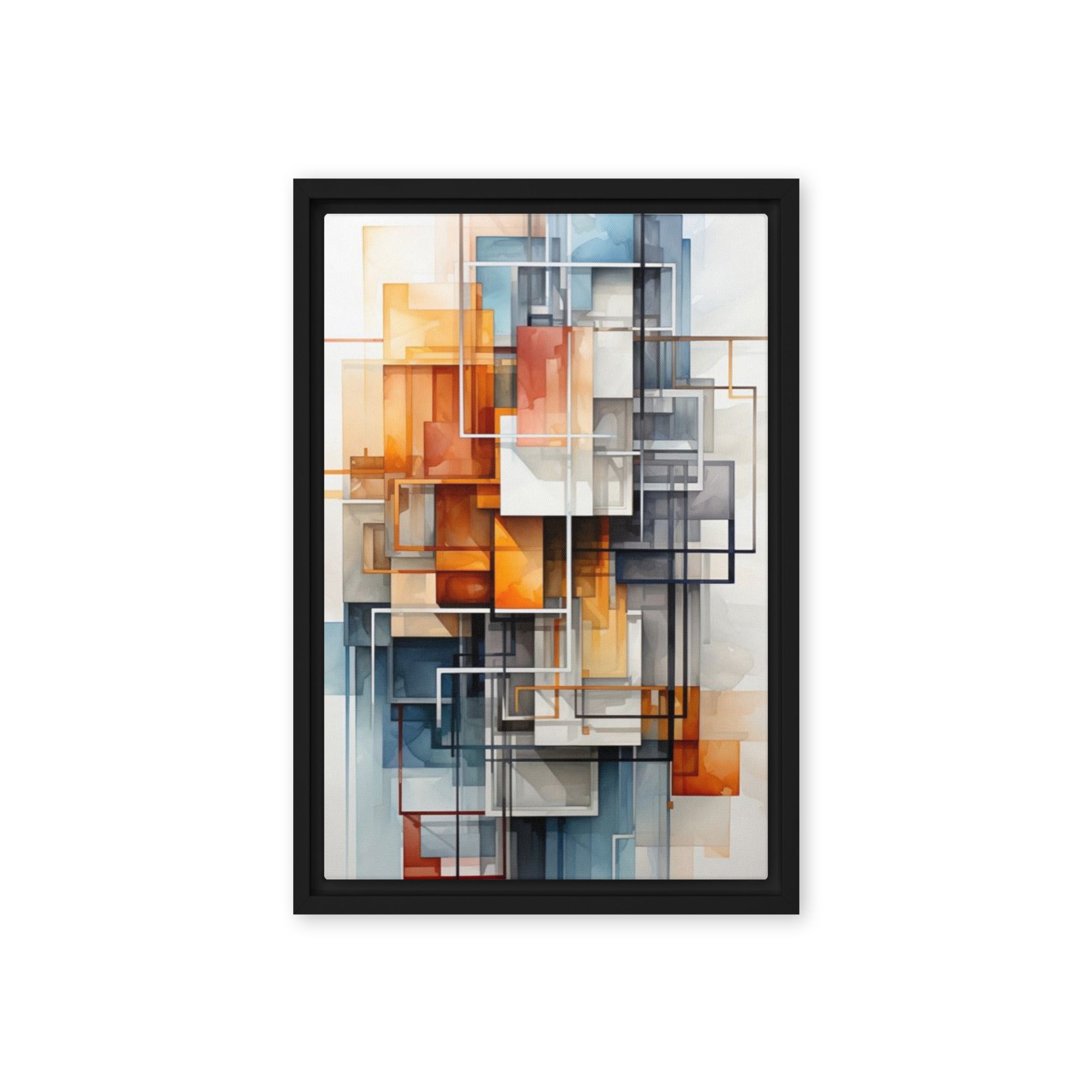 Lattice wall art product image as a framed canvas print in black frame, 20 x 30 inch large size