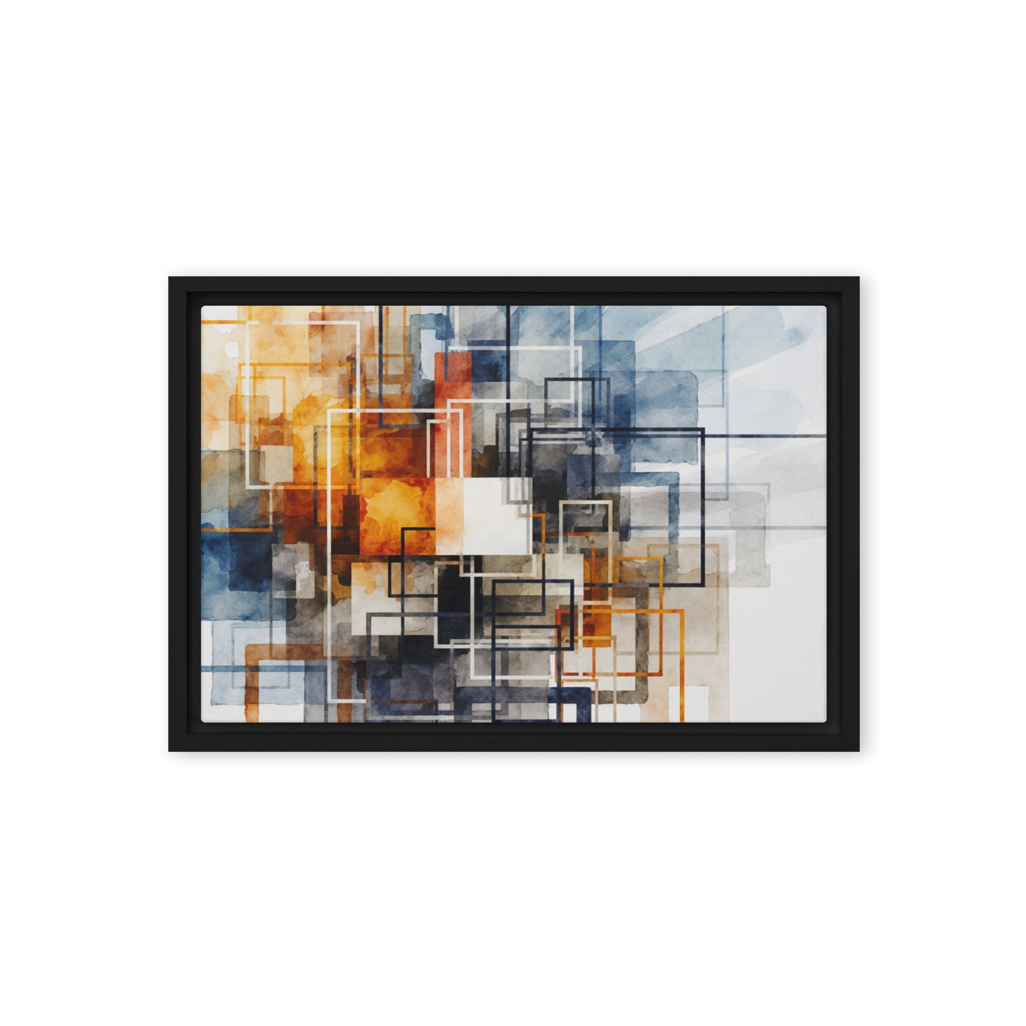 Tessera framed canvas print product view in brown frame, 11 x 14 inch universal size