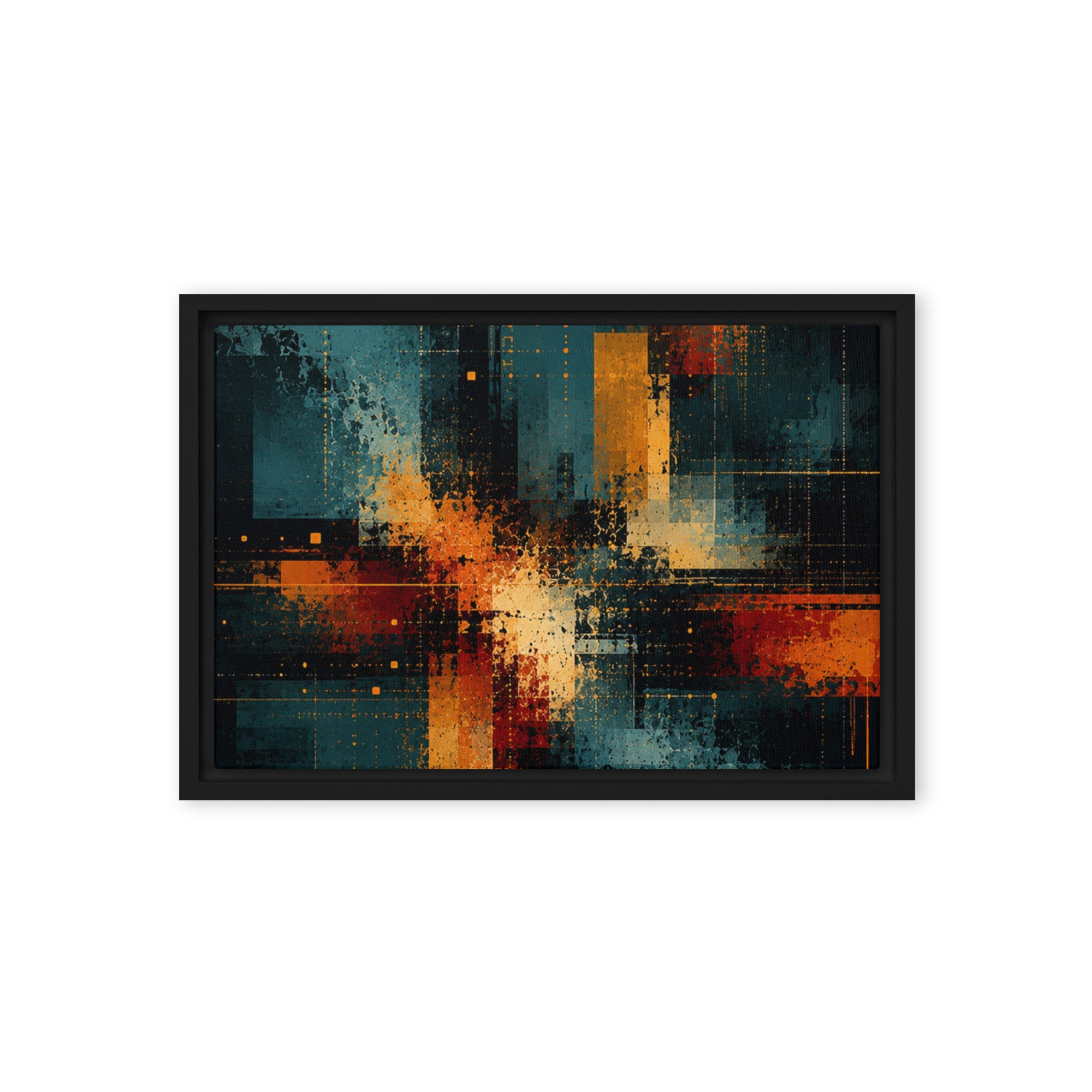 Axion framed canvas print product view in brown frame, 11 x 14 inch universal size