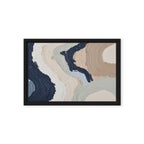 Alluvia framed canvas artwork with layered earth tones and flowing mineral textures, shown on white.