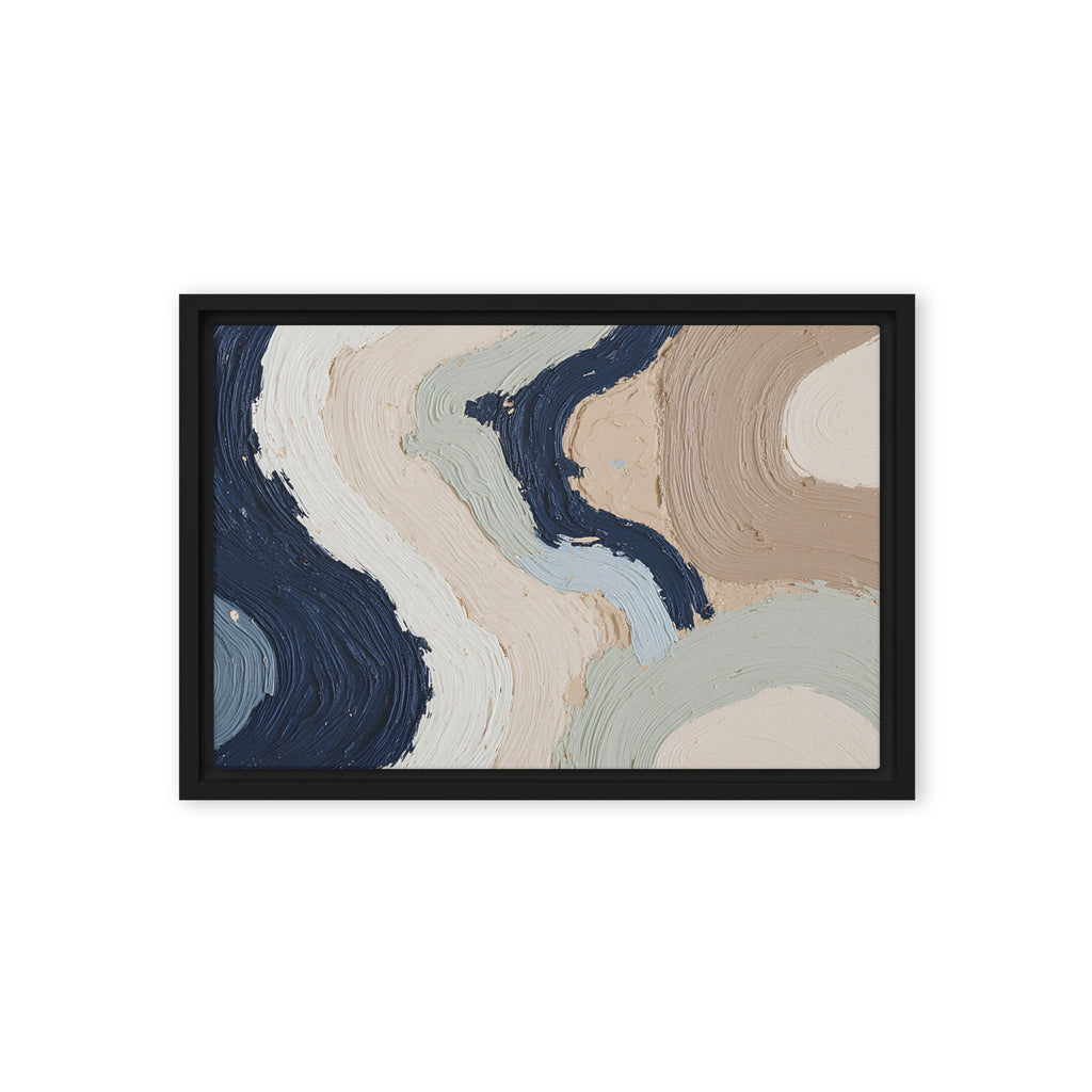 Marl framed canvas artwork with pale stone and soft clay tones with subtle visual texture, shown on white.