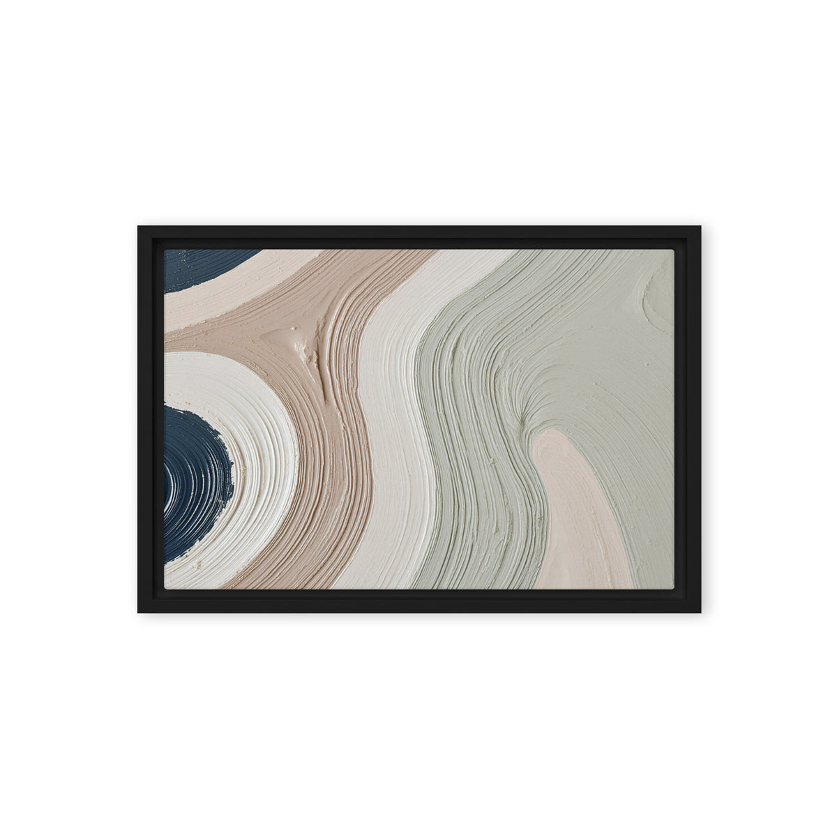 Talus framed canvas artwork with angular rock-like forms and deep charcoal contrasts, shown on white.