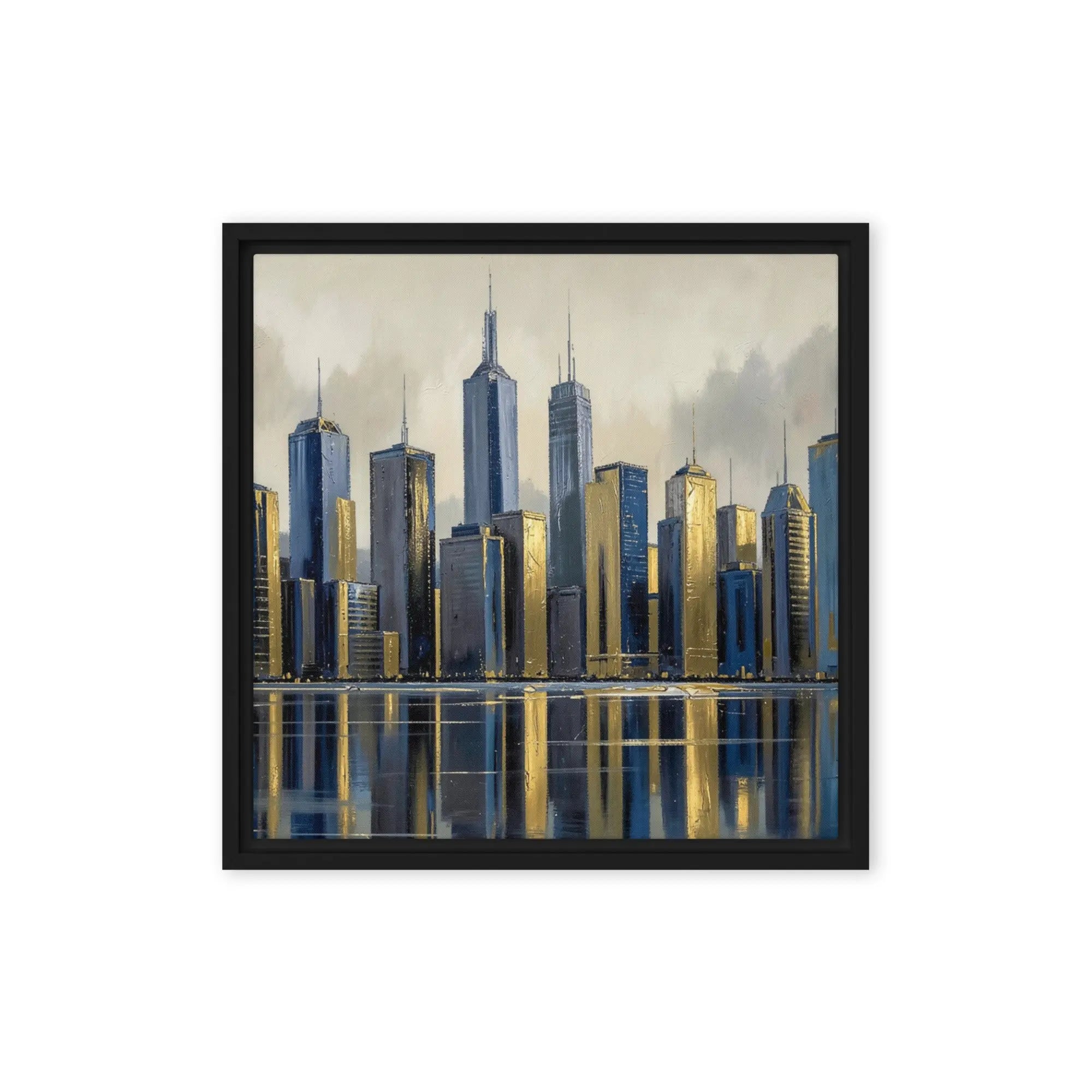 Lumina framed canvas skyline image for product listing in brown frame, 8 x 10 inch universal size