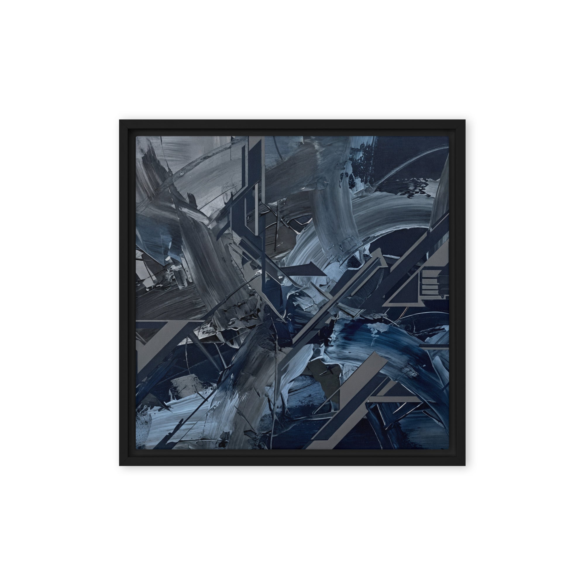 Torrent framed canvas urban shown in front view in brown frame, 11 x 14 inch universal size