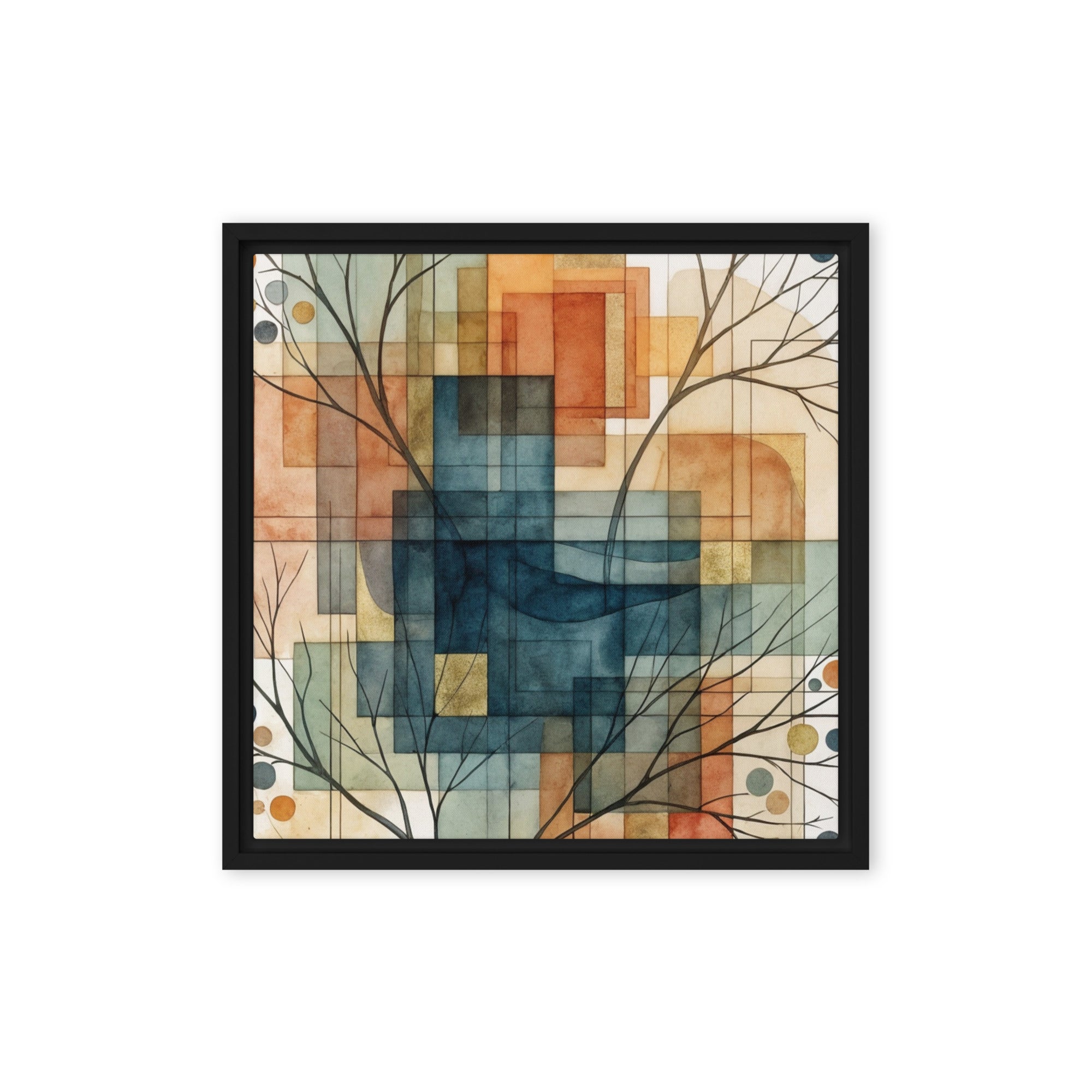 Always framed canvas urban product image in black frame, 24 x 36 inch statement piece
