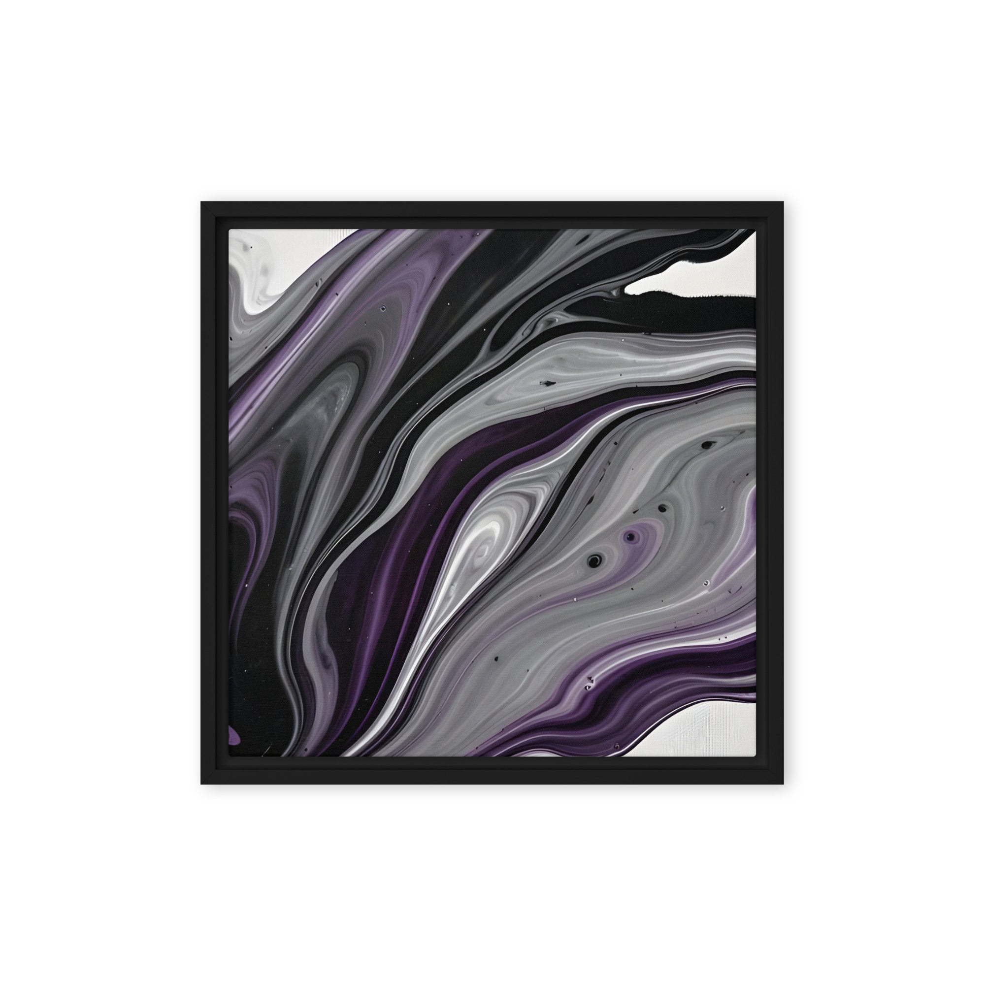 Amethyst Flow framed canvas print, front view in brown frame, 12 x 18 inch universal size