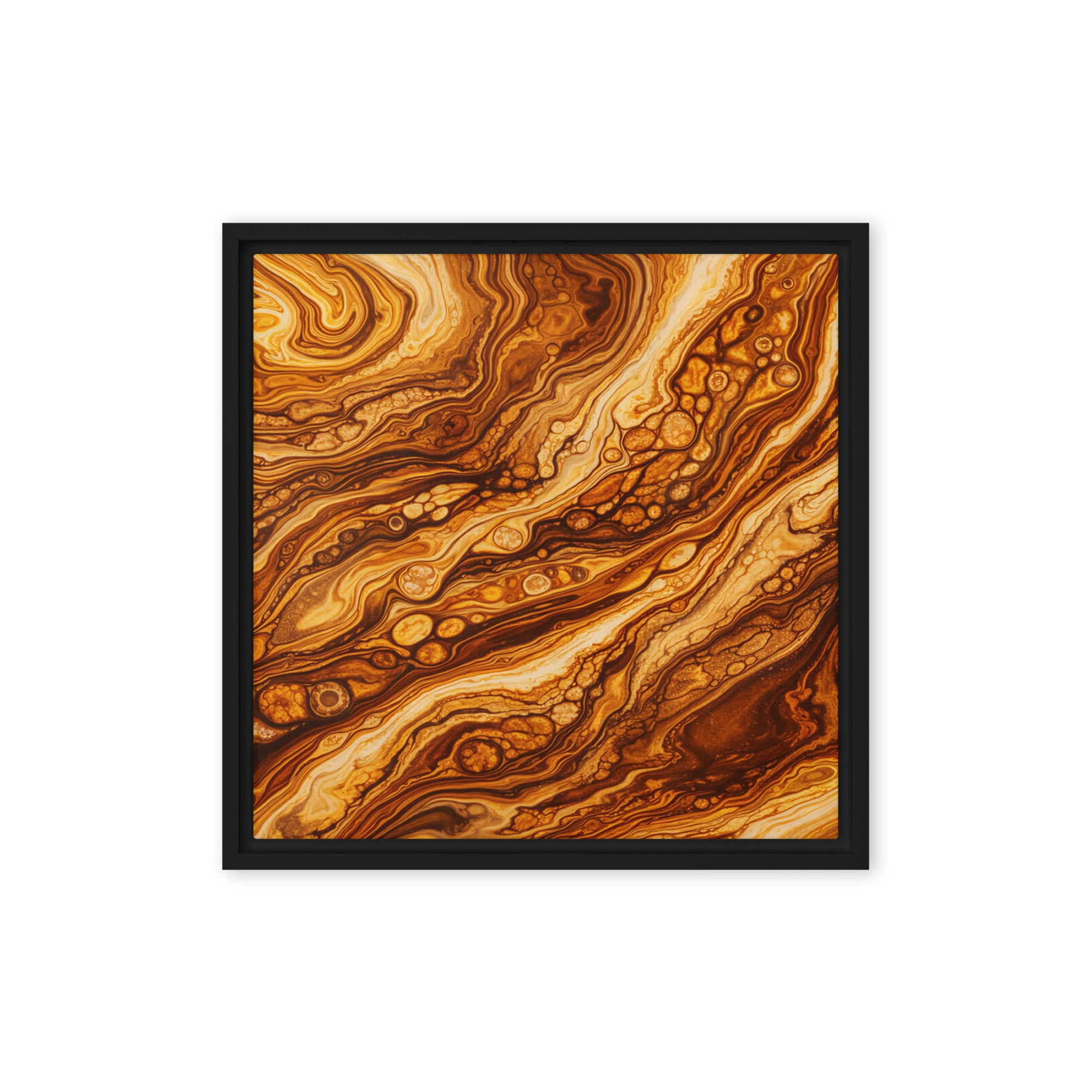 Molten Cells framed canvas print wall display image in brown frame, 12 x 16 inch universal size