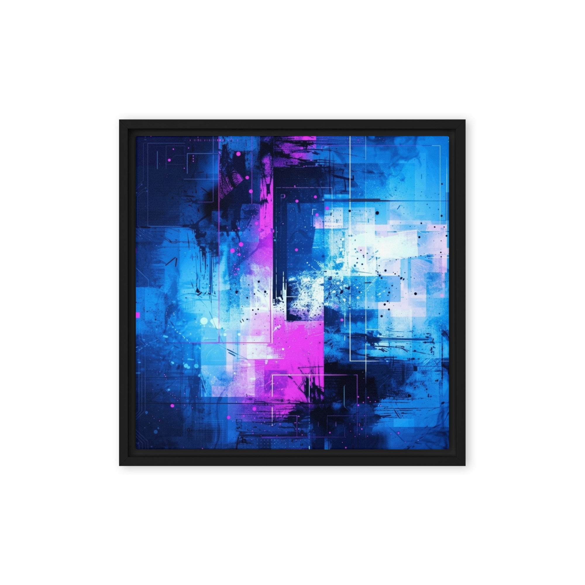 Neon framed canvas print, front view in brown frame, 12 x 18 inch universal size