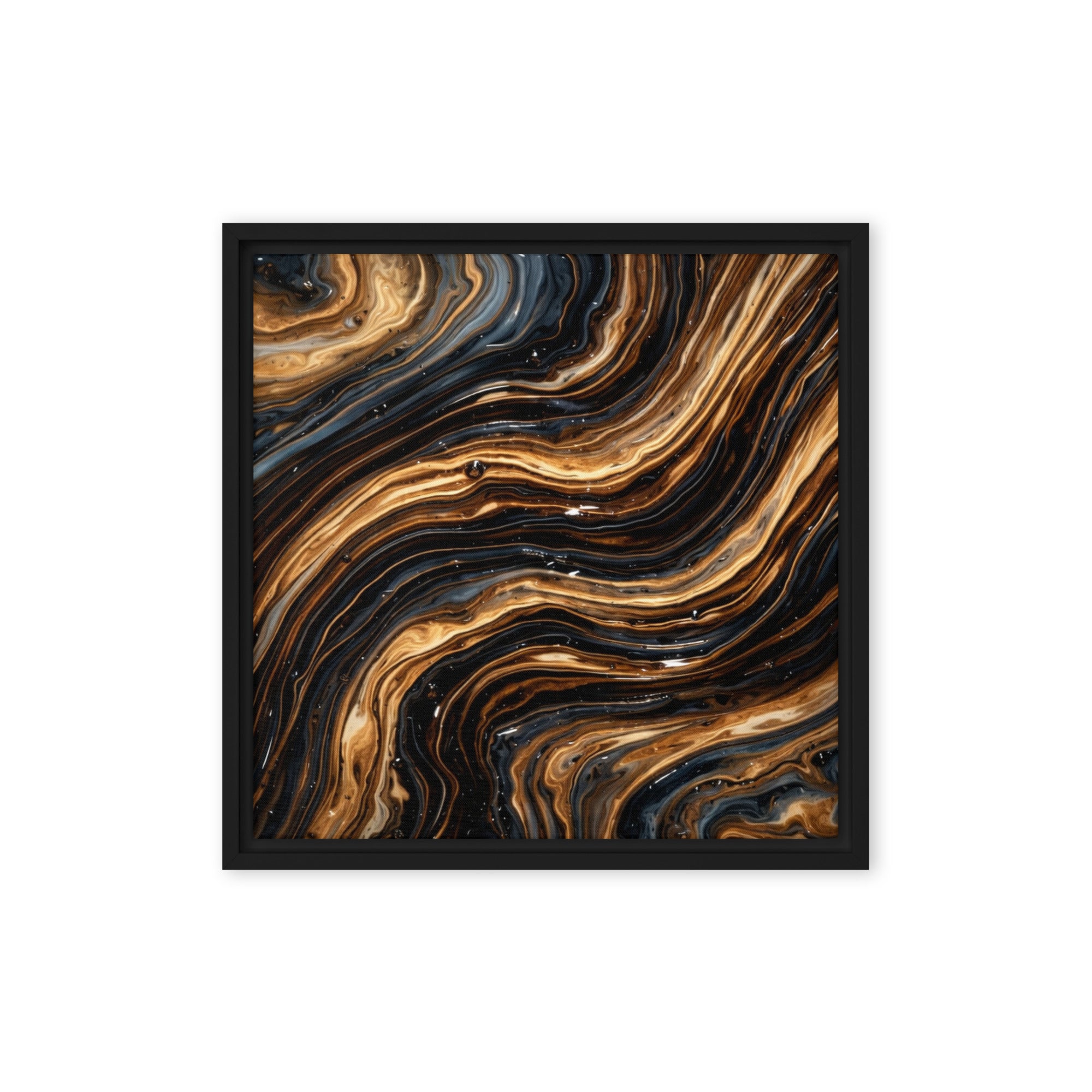 Amber framed canvas print product image in brown frame, 16 x 16 inch universal size