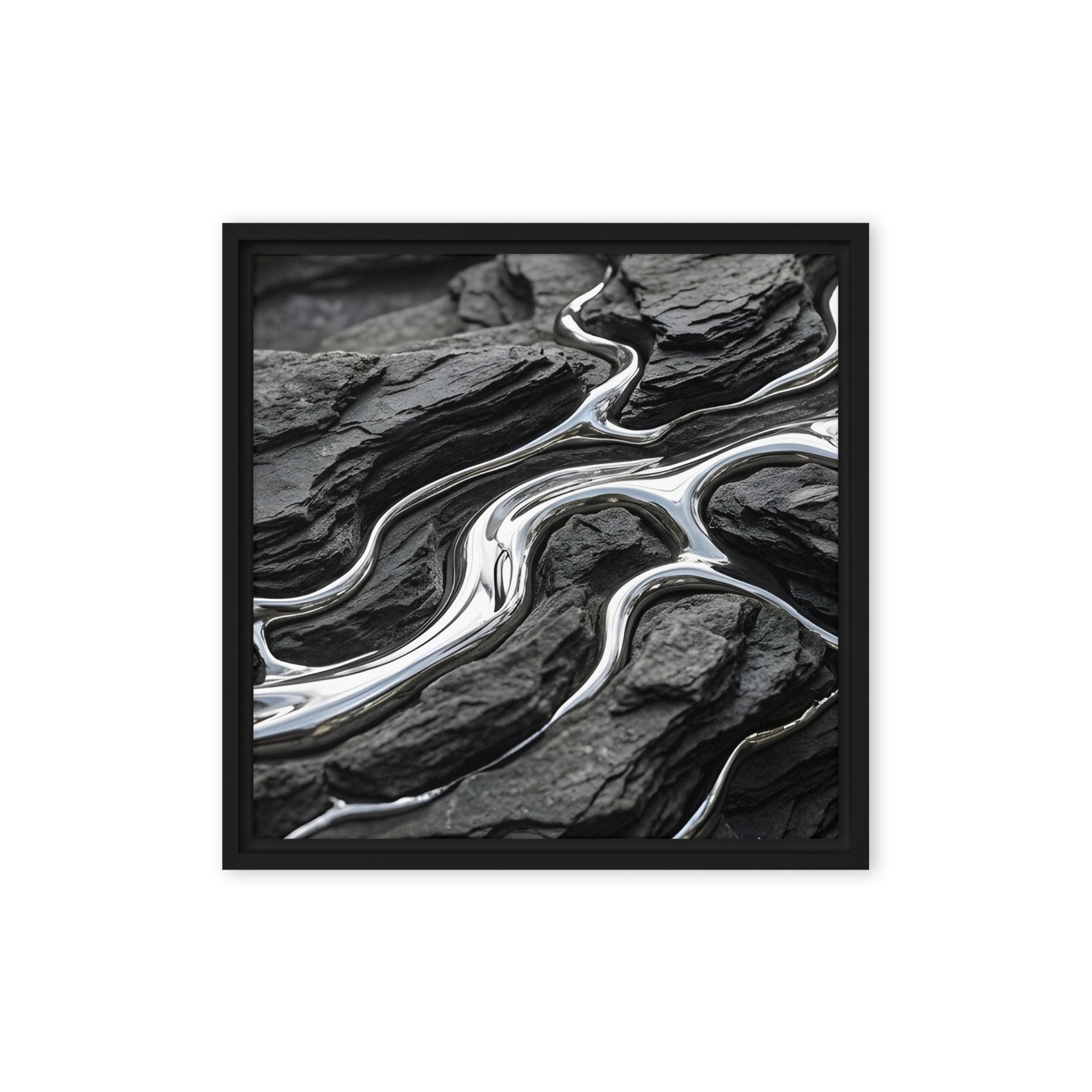 Basalt framed canvas print shown in front view in brown frame, 11 x 14 inch universal size