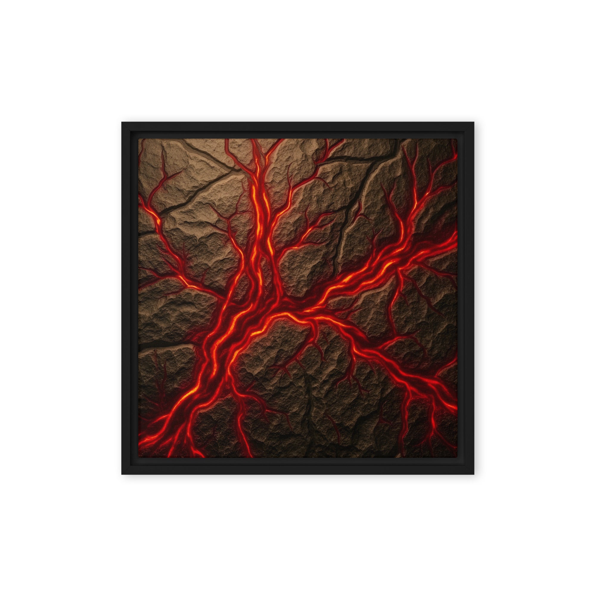 Magma framed canvas print product image in brown frame, 16 x 16 inch universal size