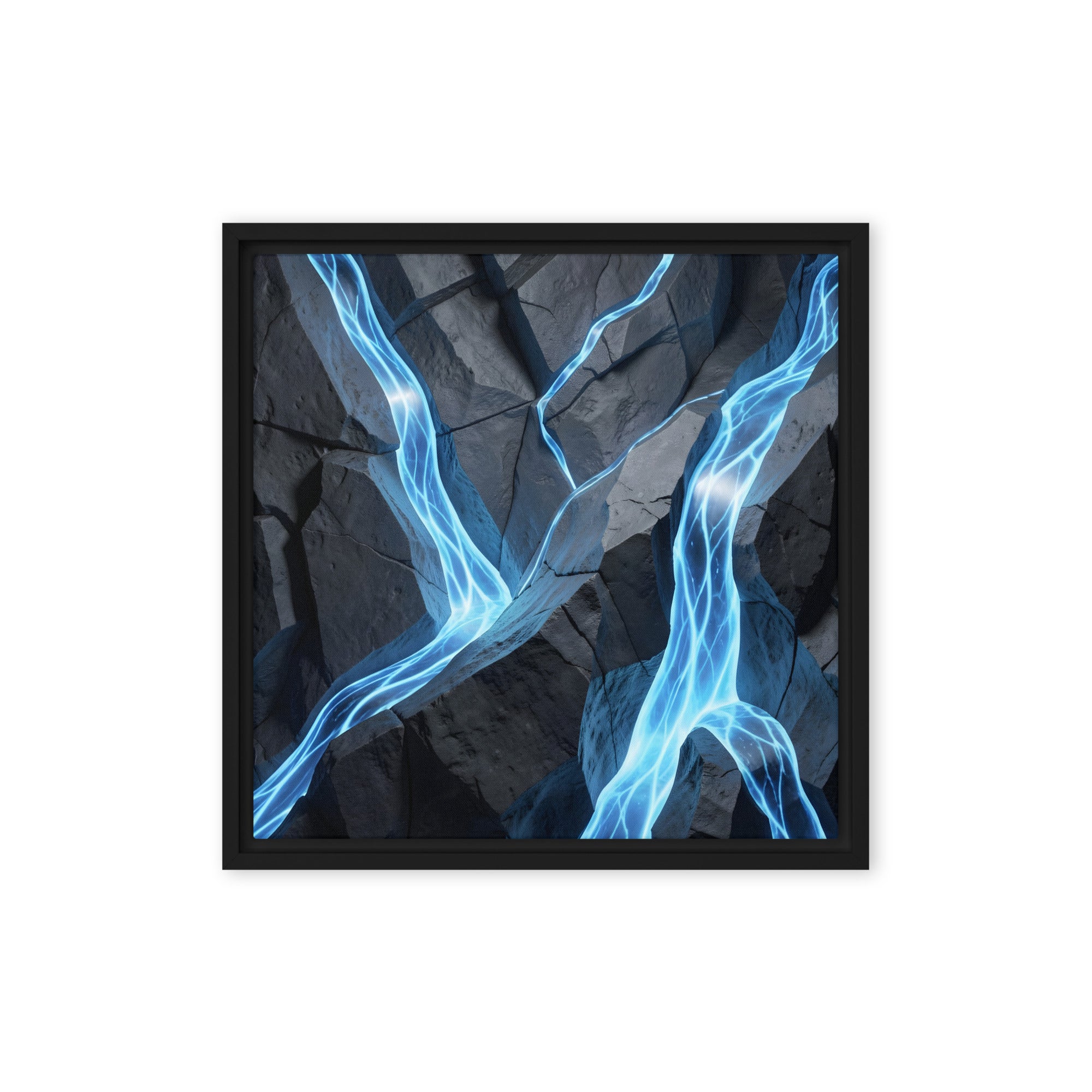Tephra framed canvas print shown in front view in brown frame, 16 x 20 inch universal size
