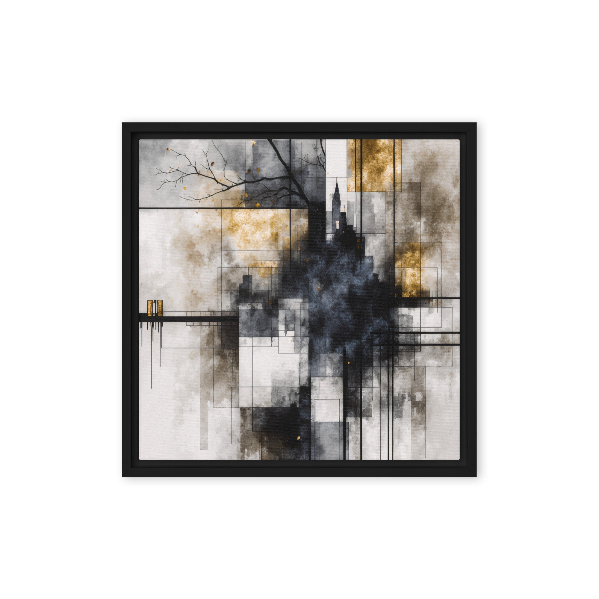 Alchemy framed canvas print shown in front view in brown frame, 16 x 20 inch universal size