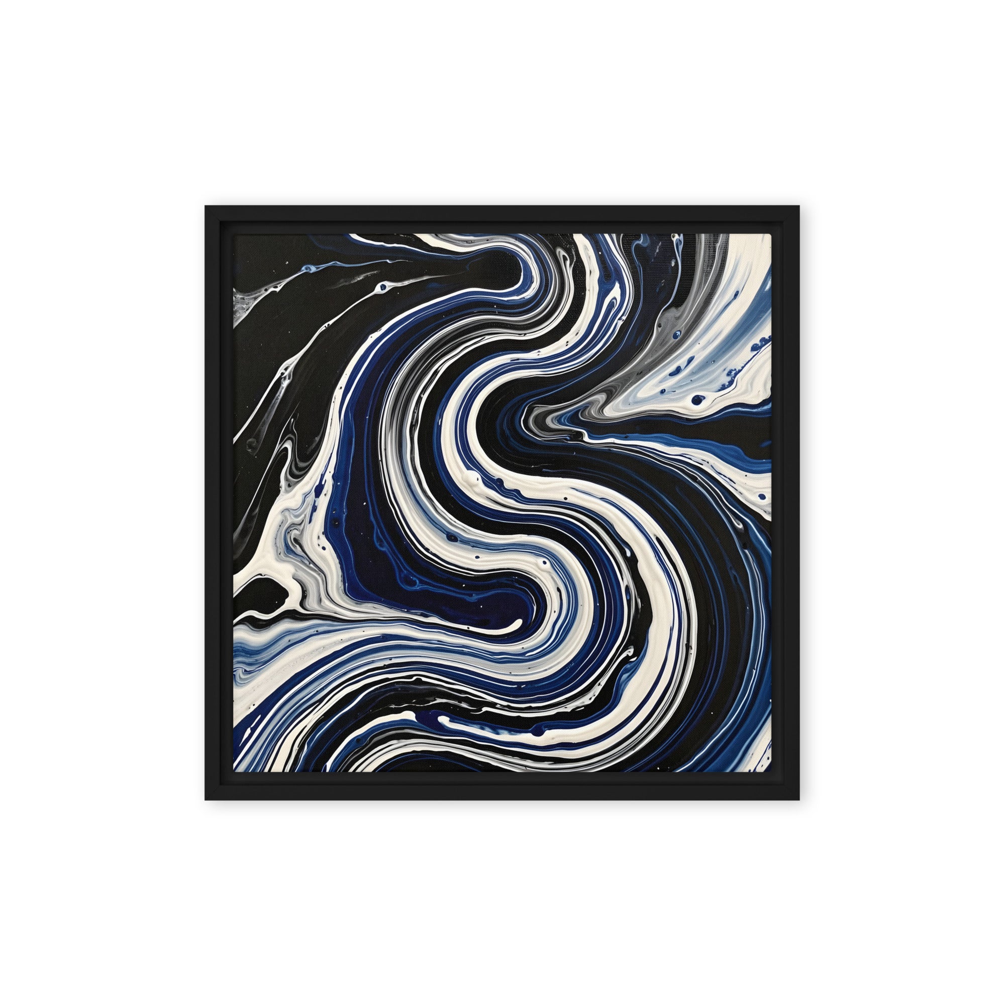 Midnight Surge framed canvas print product image in brown frame, 16 x 16 inch universal size