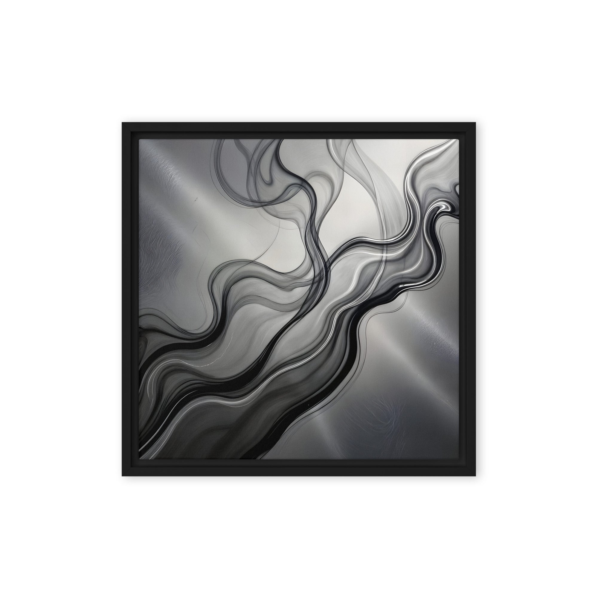 Smoke framed canvas print product image in brown frame, 16 x 16 inch universal size