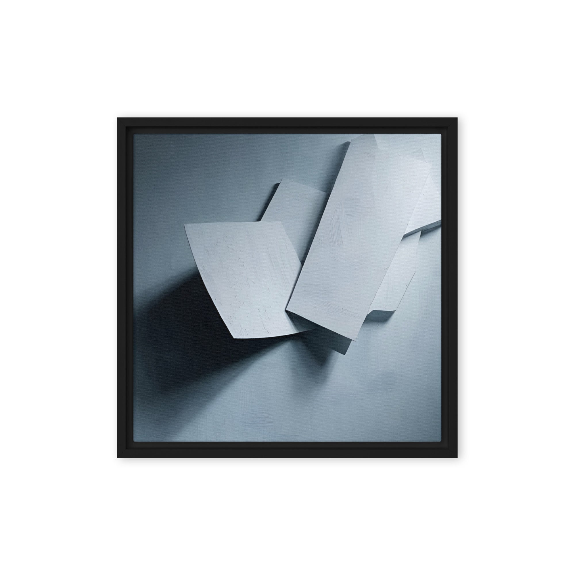Silhouette framed canvas print product image in brown frame, 16 x 16 inch universal size