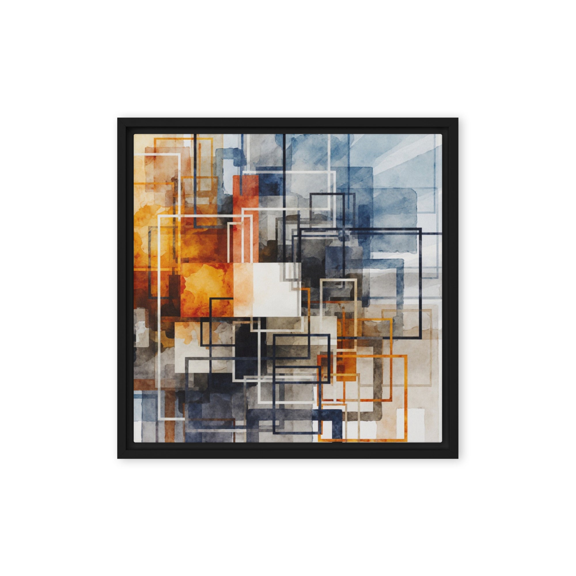 Tessera framed canvas print, front view in brown frame, 12 x 18 inch universal size