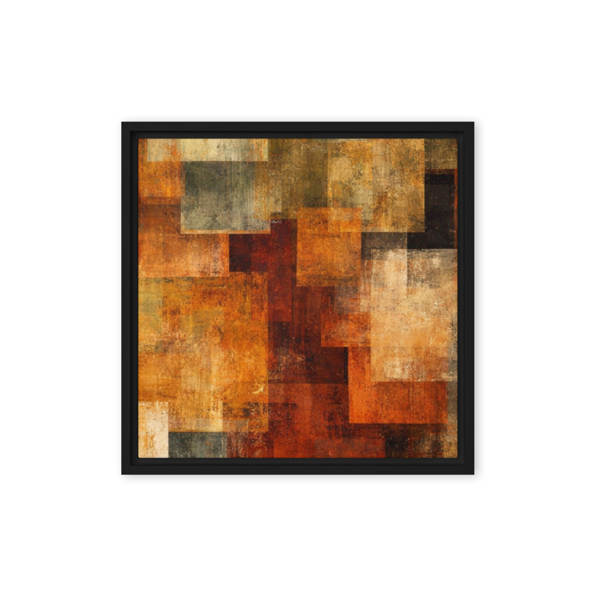 Harvest framed canvas print product image in brown frame, 16 x 16 inch universal size