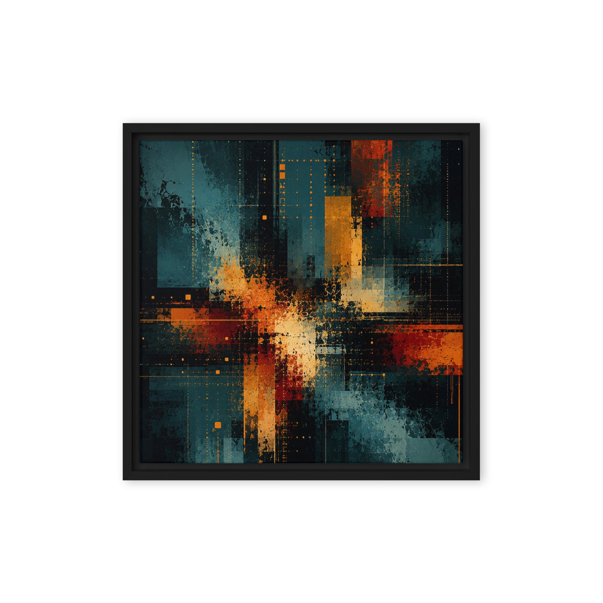 Axion framed canvas print, front view in brown frame, 12 x 18 inch universal size