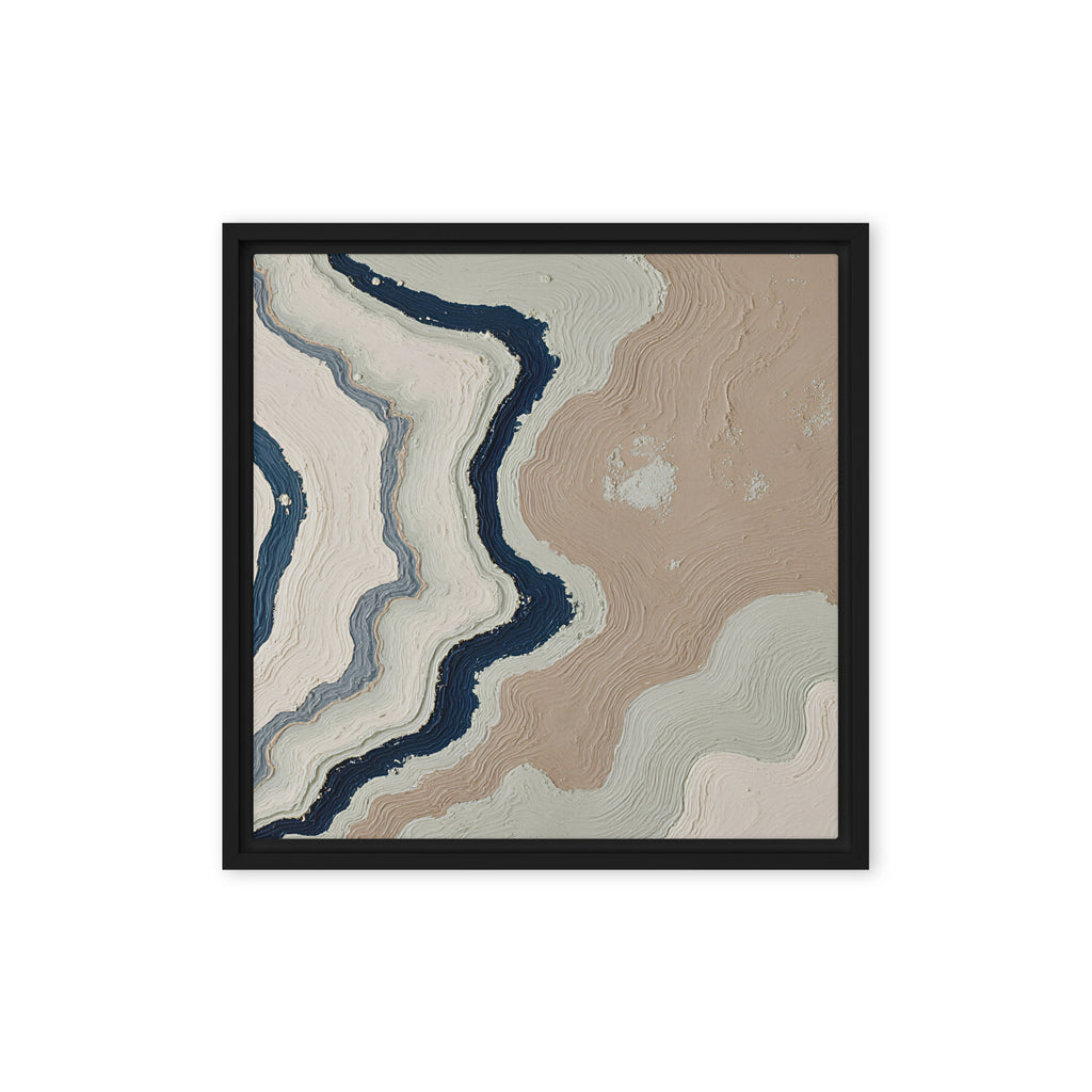 Karst framed canvas artwork with limestone-like textures and deep charcoal shadows, shown on white.