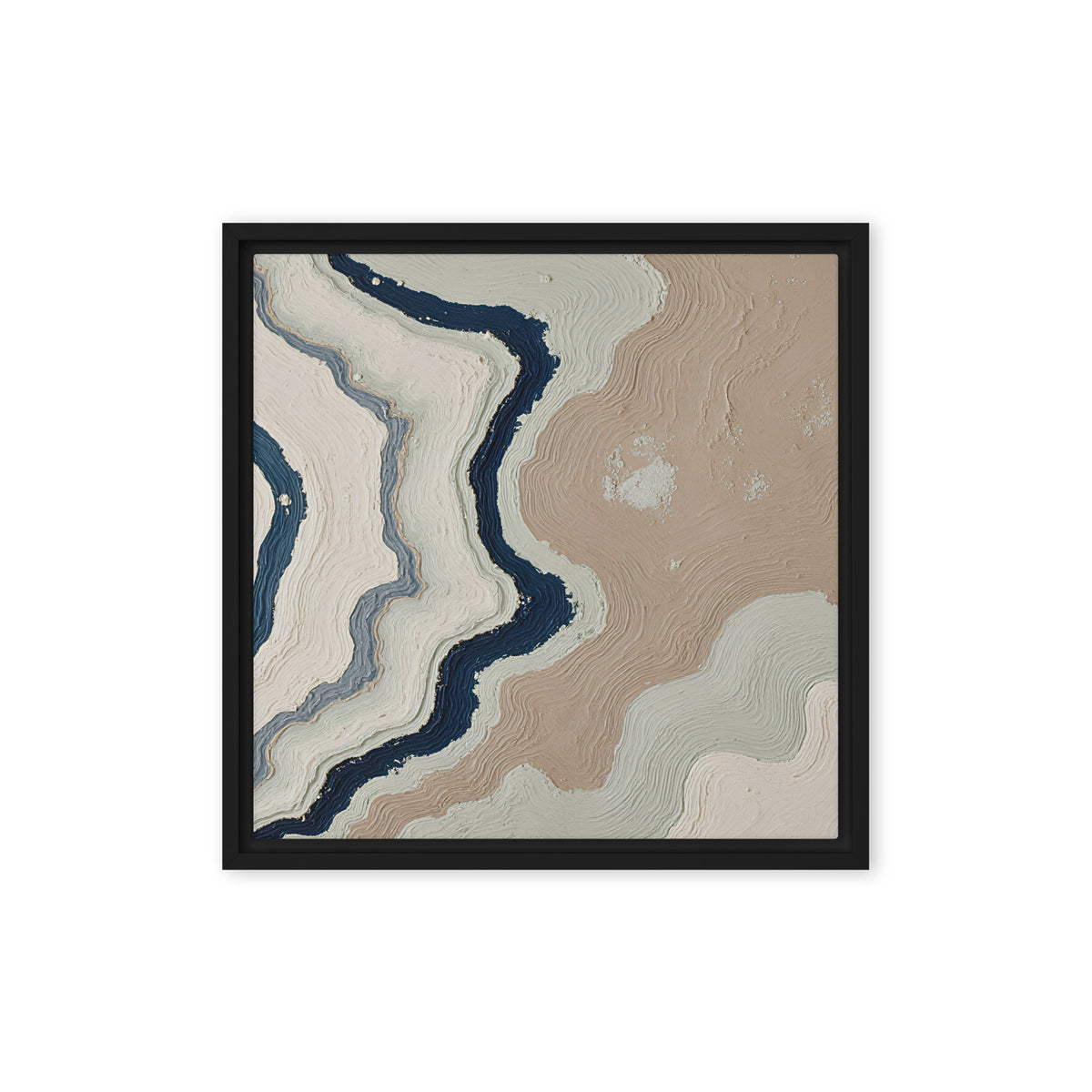 Karst framed canvas artwork with limestone-like textures and deep charcoal shadows, shown on white.