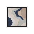 Marl framed canvas artwork with pale stone and soft clay tones with subtle visual texture, shown on white.